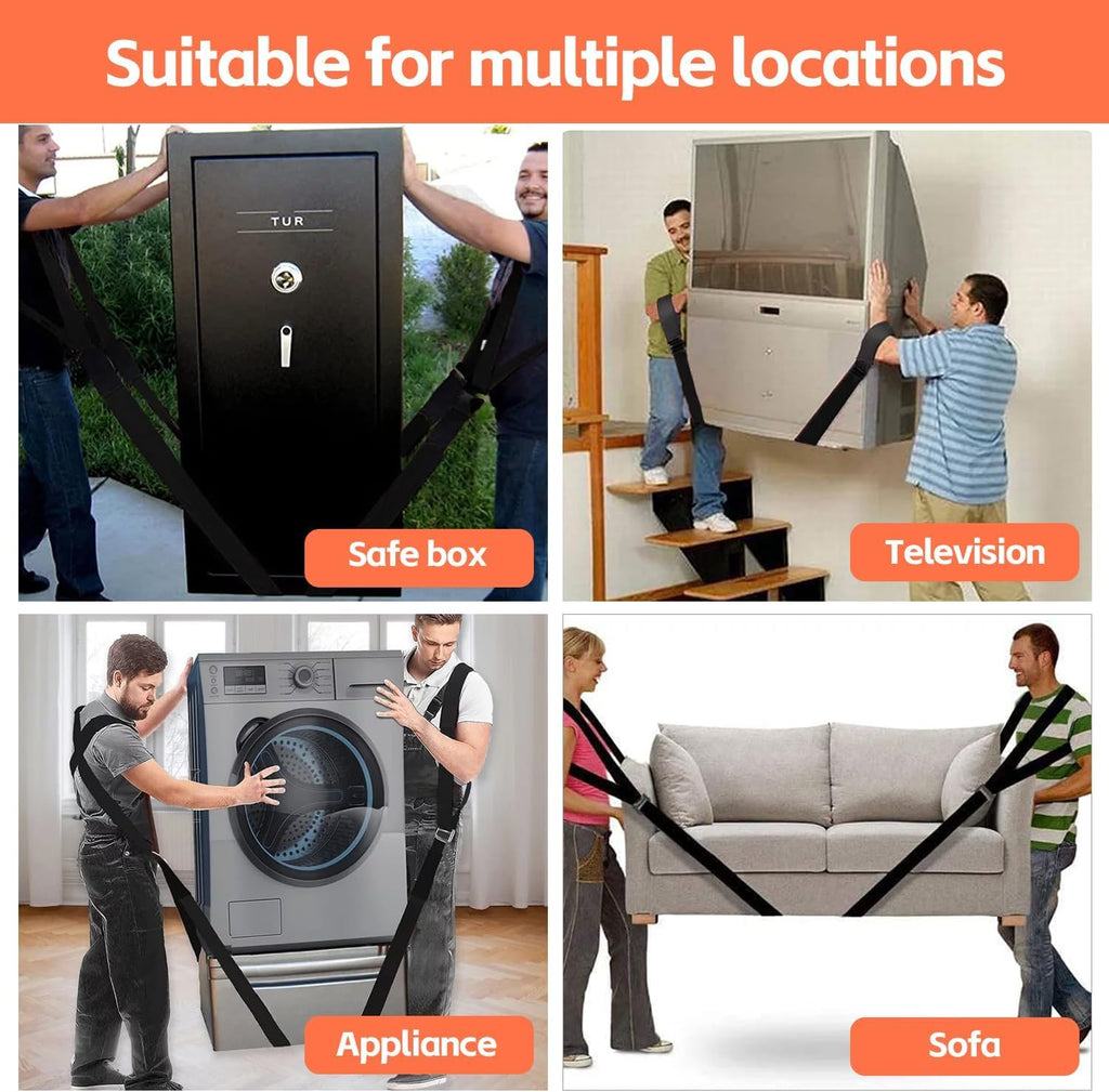 MAXBROTHERS Moving Straps, Lifting Strap for 2 Movers, Shoulder Lifting and Moving System for Appliances, Furniture, Mattresses or Heavy Objects up to 440lbs, Black