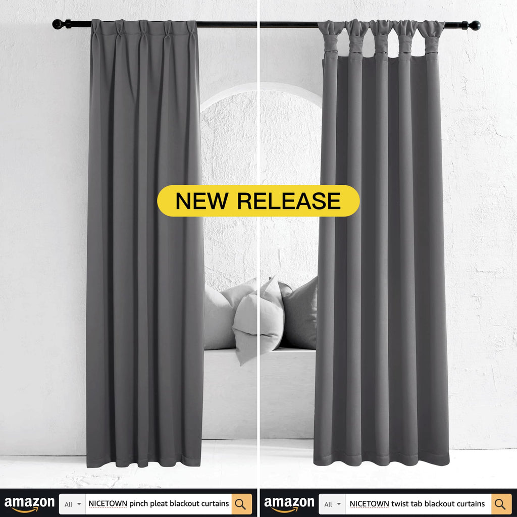 NICETOWN Blackout Curtains 45 Inches Long Thermal Insulated for Bedroom, Room Darkening Window Curtains 2 Panels for Kitchen, Short Drapes Privacy Rod Pocket for Closet/Bunk Bed (W42 x L45, Grey)