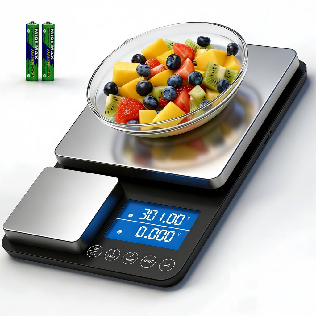 Dual Platform Kitchen Scale, [15kg/33lb-0.01g] Diyife High Precision Food Scale with LCD Display, Tare, Accumulation Function, Auto Off, 7 Units, Stainless Steel Cooking Scale for Food, Jewelry