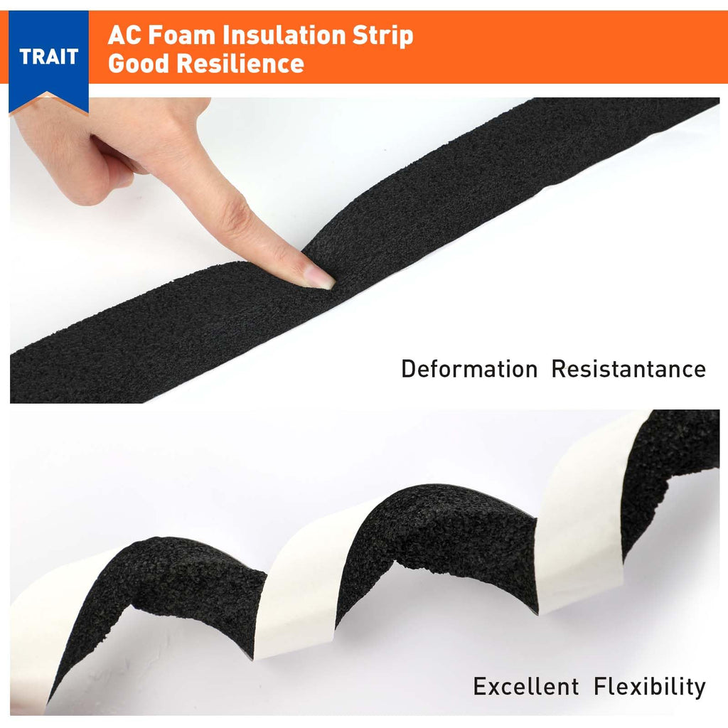 MAGZO Foam Tape Weatherstrip, 1 Inch Wide X 1 Inch Thick Window Air Conditioner Sealer Weather Stripping with High Resilience Soundproofing Total 13 Feet (6.5ft x 2 Rolls)