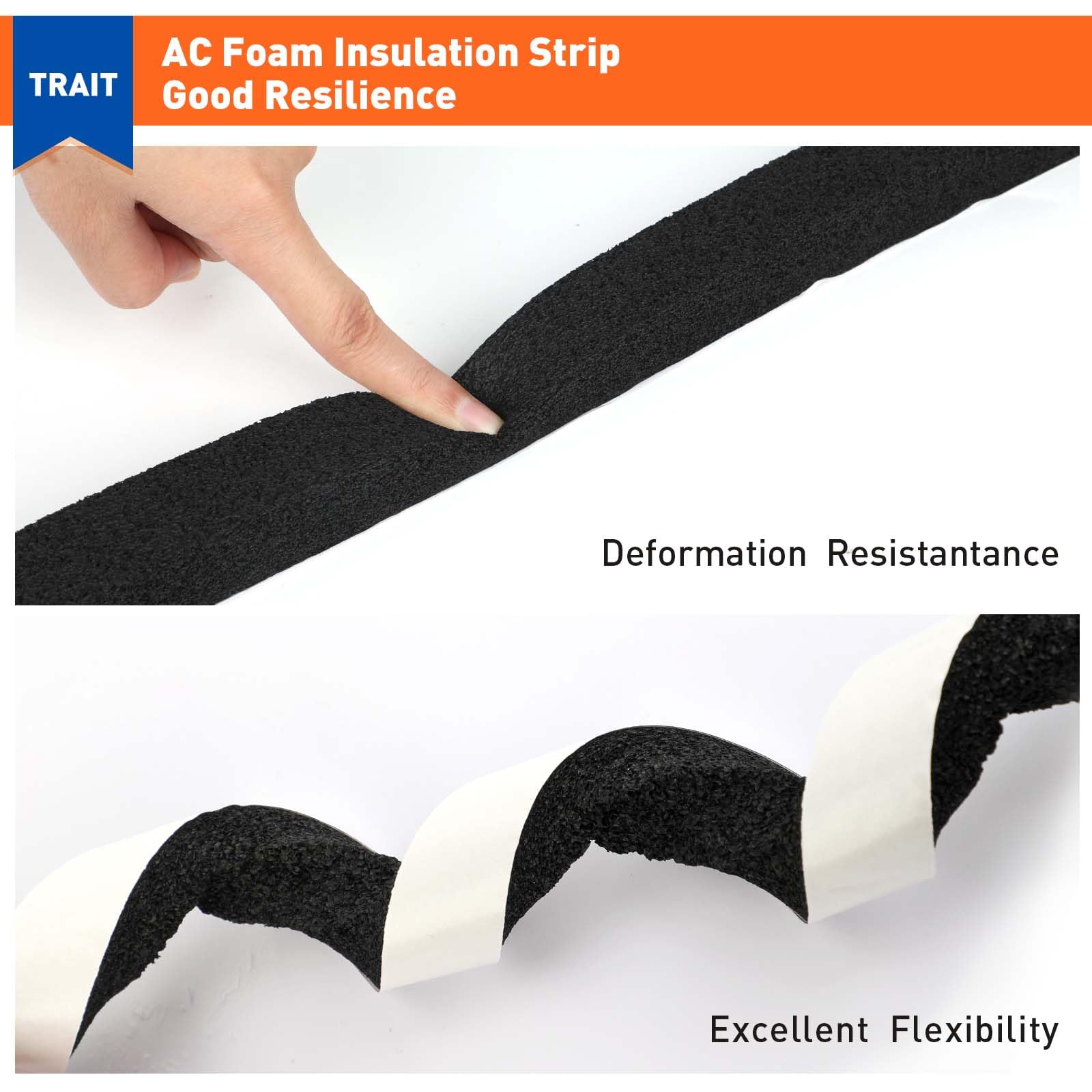 MAGZO Foam Tape Weatherstrip, 1 Inch Wide X 1 Inch Thick Window Air Conditioner Sealer Weather Stripping with High Resilience Soundproofing Total 13 Feet (6.5ft x 2 Rolls)