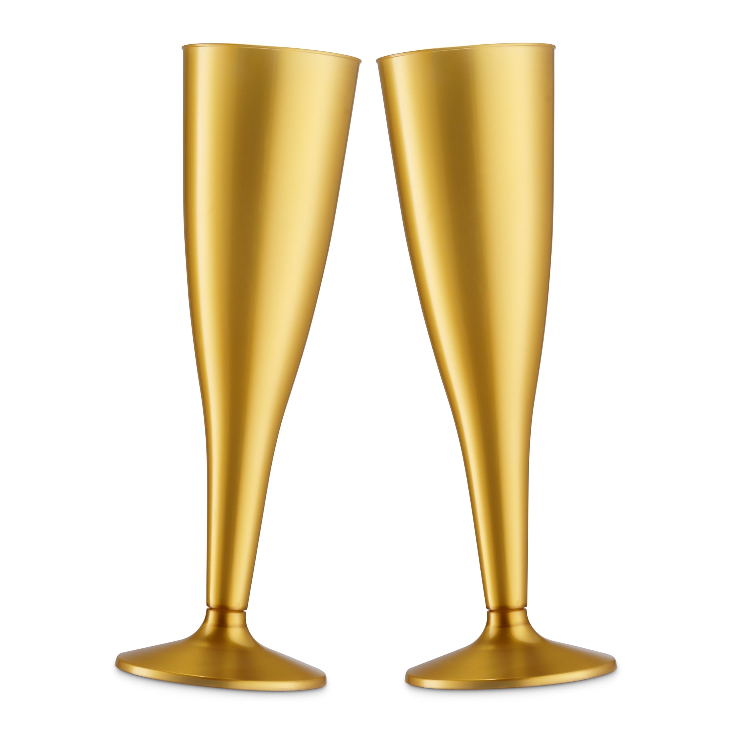 30 Pack Gold Plastic Champagne Flutes - 5 Oz Disposable Plastic Toasting Glasses - Wedding Party Cocktail Mimosa Plastic Cups