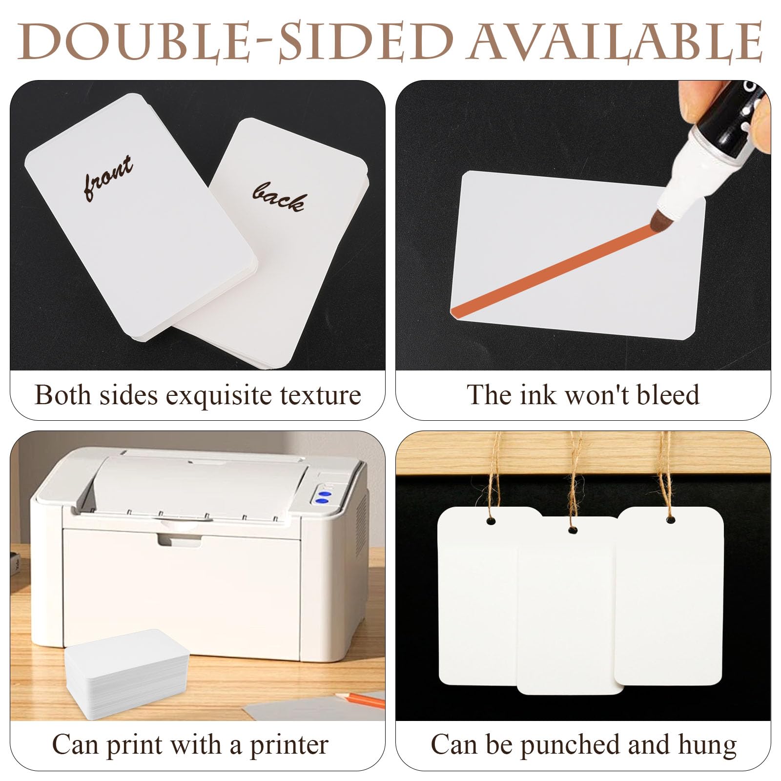 Akamino 600 Pcs Blank Kraft Paper Cards, Premium Blank White Cards Mini Business Card, Small Note Card, Message Vocabulary Card, Index Cards for Festival ThanksgivingThank You, DIY Craft Project