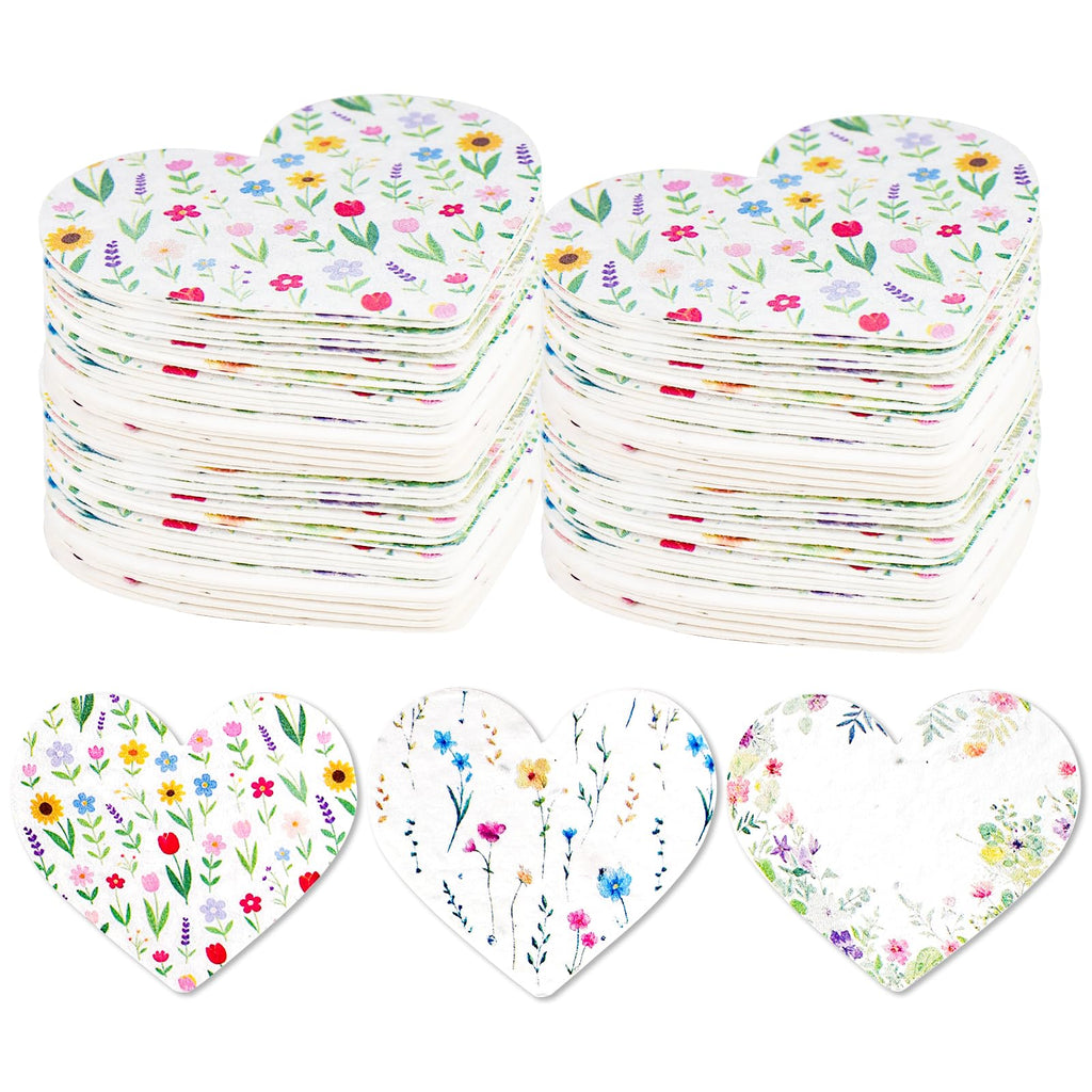 30 Pack Plantable Seed Paper Heart Shape - Greeting Cards Handmade Recycled Growing Seed Paper Embedded with Wildflower Seeds | Party Favors | Wedding Favor | Small Business Thank You Cards