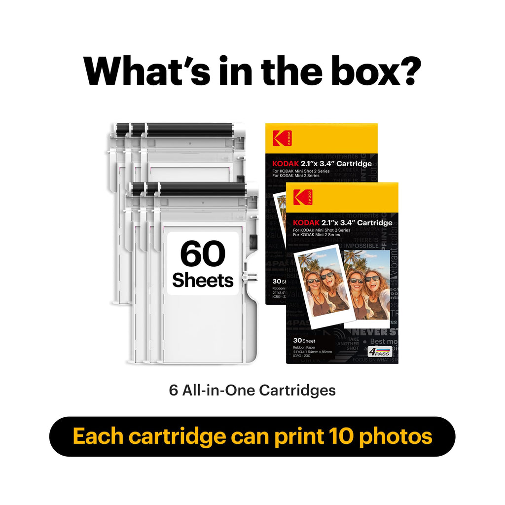 Kodak 4PASS Film Cartridge 5.4 x 8.6 cm (60 Sheets) for Kodak Mini 2 Retro and Mini Shot 2 Retro