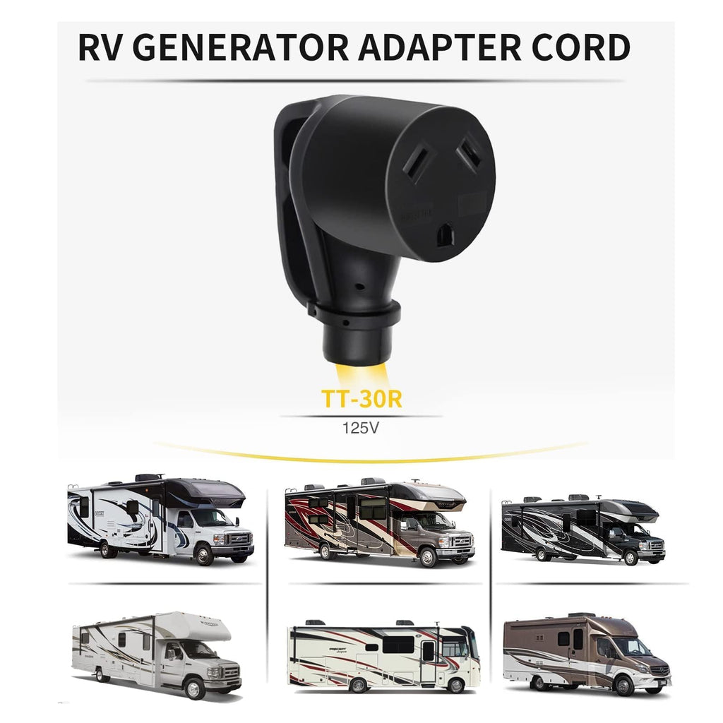 M1A2 Heavy-Duty 30 amps Generator to RV Adapter L5-30P Twist Lock Male to TT-30R Female, 1 Foot Heavy Duty STW 10 AWG for Generator to Trailer Camper
