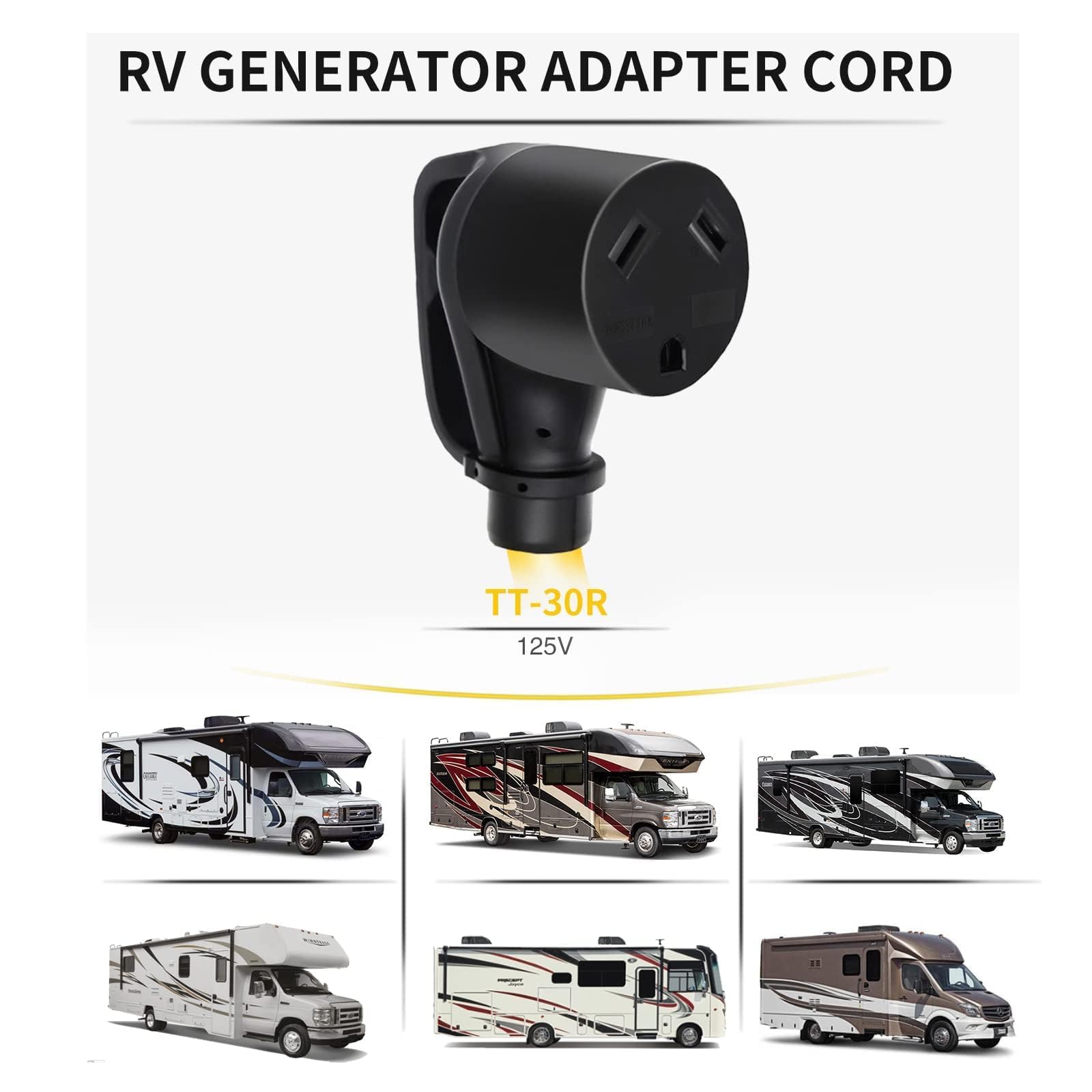 M1A2 Heavy-Duty 30 amps Generator to RV Adapter L5-30P Twist Lock Male to TT-30R Female, 1 Foot Heavy Duty STW 10 AWG for Generator to Trailer Camper