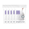 simplehuman Code D 100 Count, Dispenser Pack Custom Fit Liners, Drawstring Trash Bags, 20L / 5.2 Gallons, White