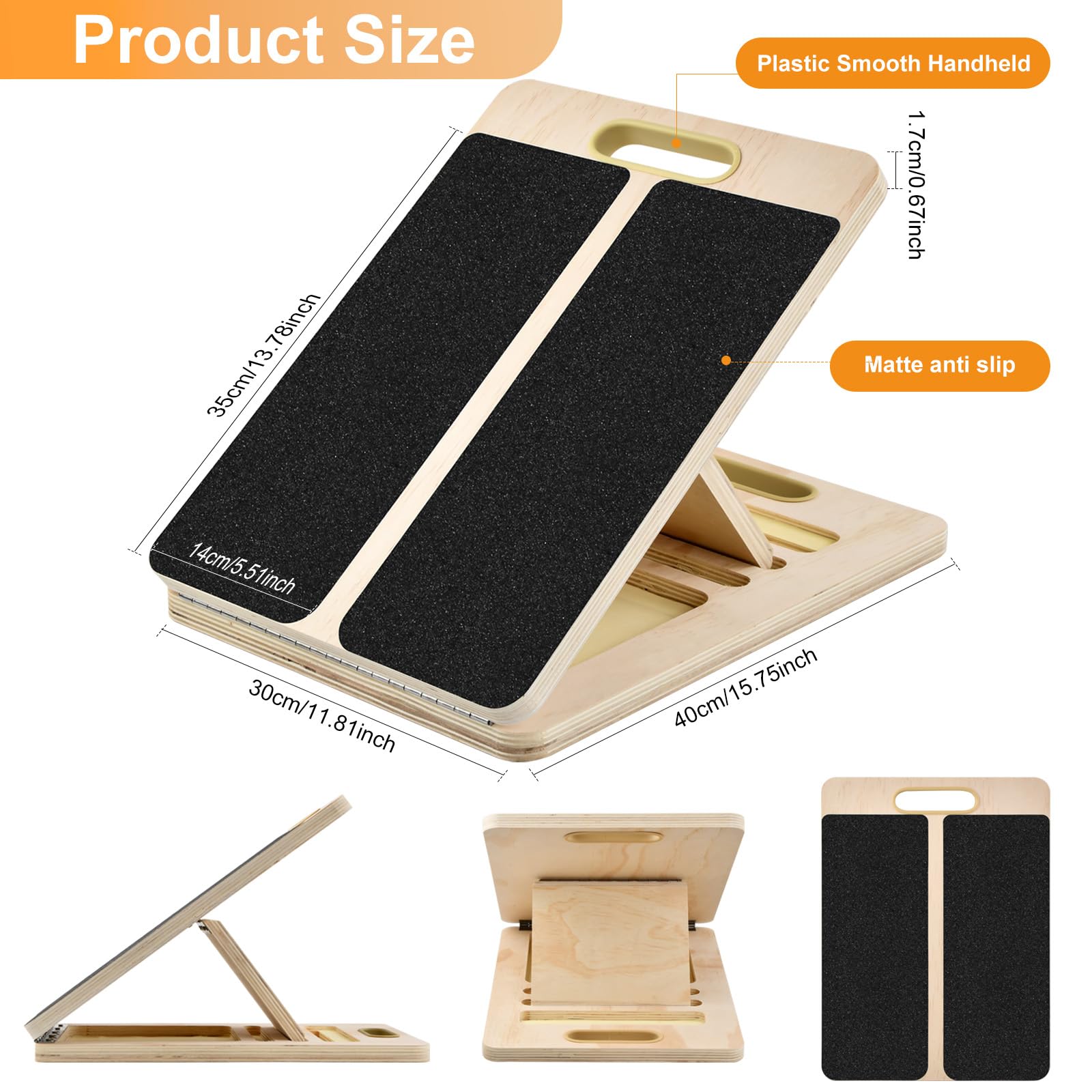 Portable Wooden Slant Board, Calf Stretcher Slant Board, Desk Foot Rest, Squat Wedge for Calf Stretching, Adjustable Non-Slip Slanted Board, Calf Stretcher for Squats, Calf, Ankle, and Foot Stretching
