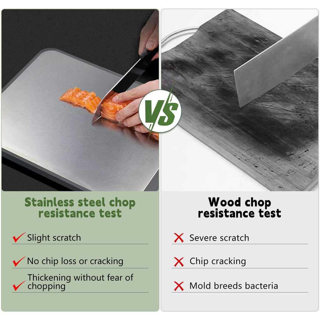 Newraturner Cutting Board Double Sided,Large Stainless Steel Cutting Boards,Wheat Straw Cutting Boards for Kitchen,for Meat, Veggies, Fruits, with Easy Grip Handle,Dishwasher Safe (1, Large)