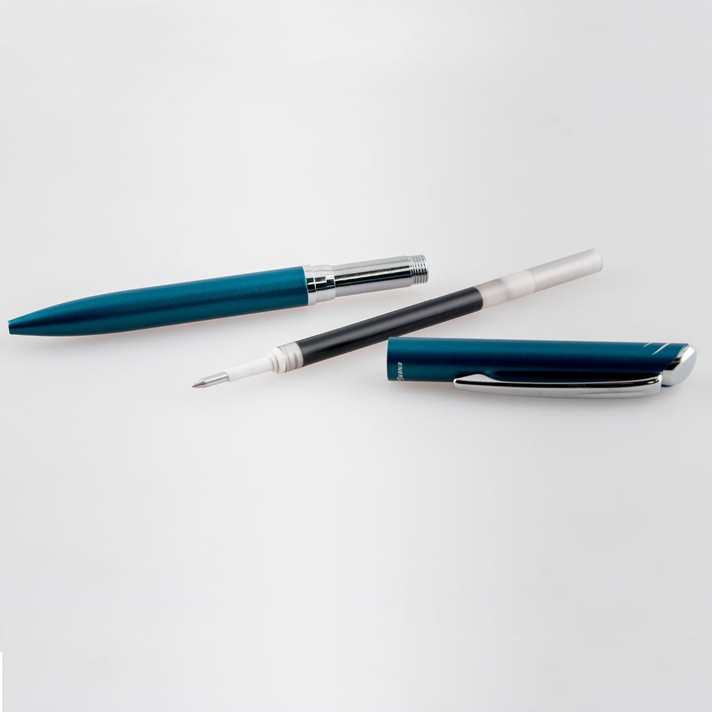 Pentel EnerGel Liquid Gel Retractable Rollerball Pen, Sky Blue Metal Barrel, Gift, Everyday Writing, Office Supplies, Black Ink, 0.7mm Medium Point, BL2007S-AE1, 1 Each Includes Gift Box