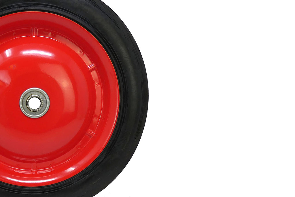 Shepherd Hardware 9596 10-Inch Semi-Pneumatic Rubber Tire, Steel Hub with Ball Bearings, Ribbed Tread, 1/2-Inch Centered Axle Diameter