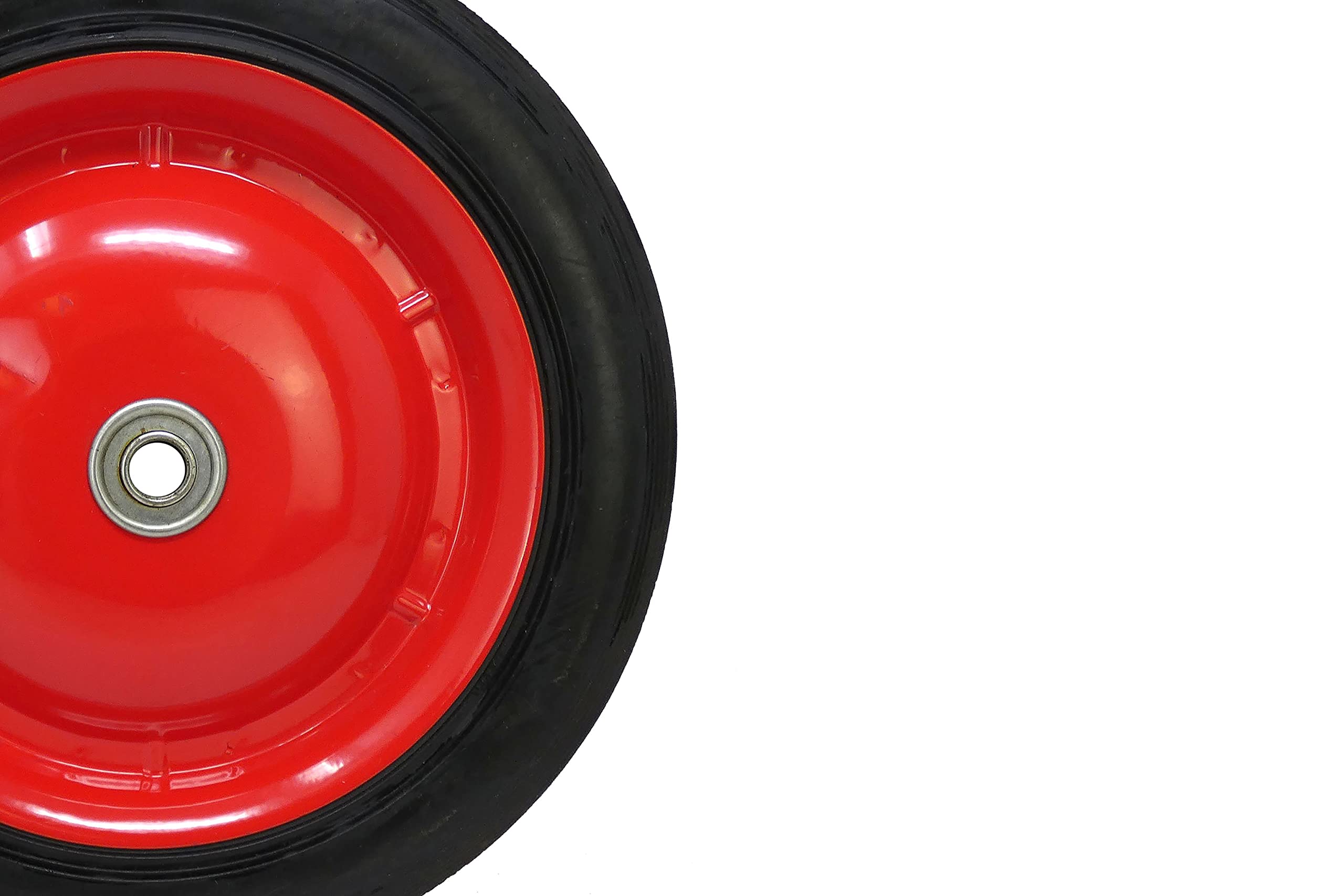 Shepherd Hardware 9596 10-Inch Semi-Pneumatic Rubber Tire, Steel Hub with Ball Bearings, Ribbed Tread, 1/2-Inch Centered Axle Diameter