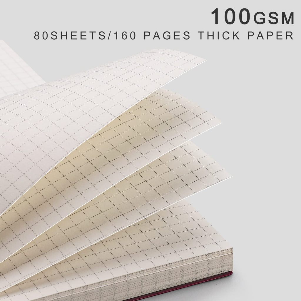 EMSHOI Graph Paper Spiral Notebook, 4 Pack 640 Pages 100 GSM Thick Grid Paper, A5 Graph Notebook, Plastic Hardcover Journals for Writing Engineering Graphing Work School Supplies, 5.7" x 8.22"