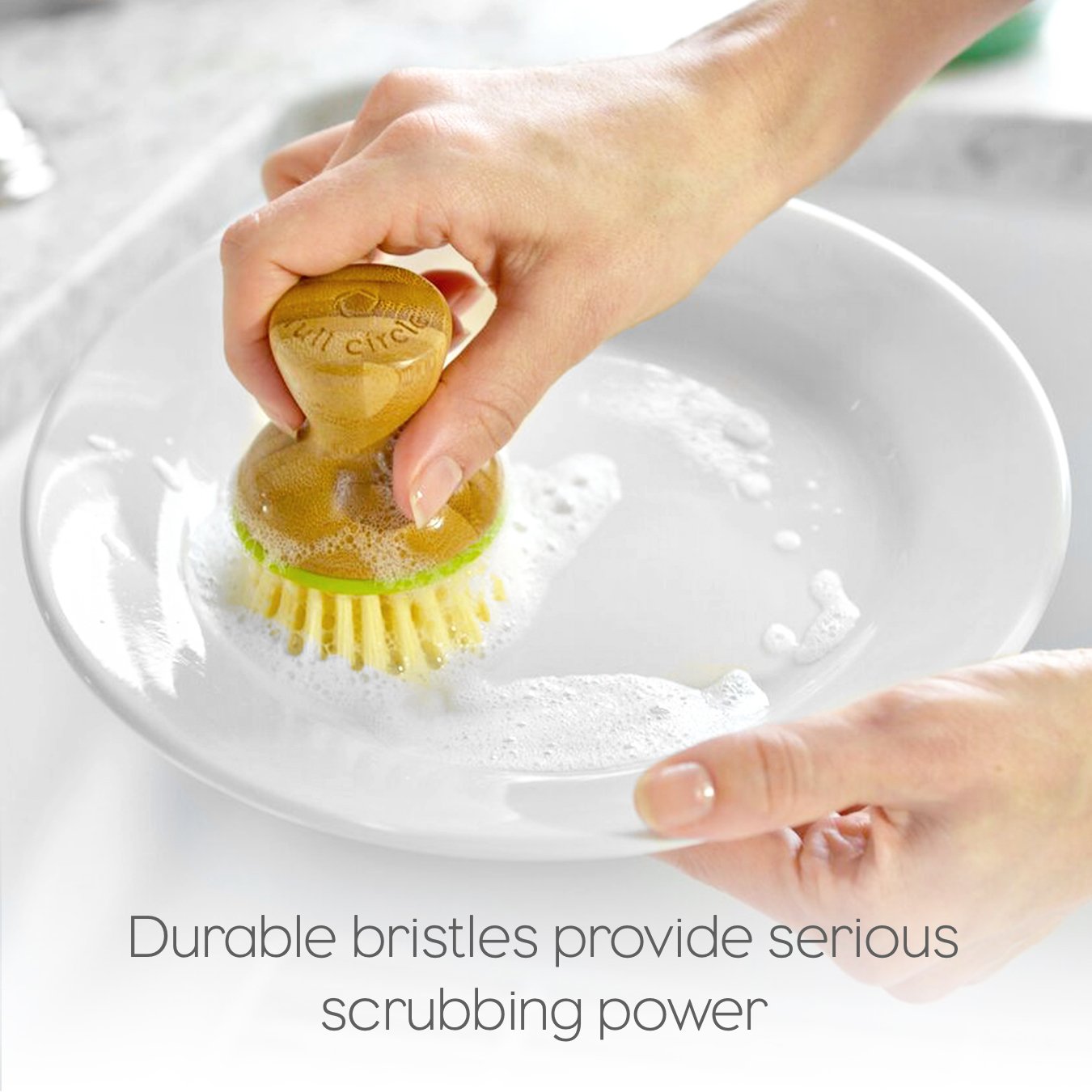 Full Circle Bubble Up Dish Brush, White (Pack of 6)