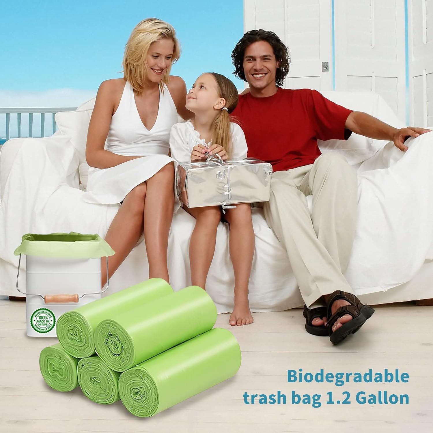 Aoriyar 1.2 Gallon Small Trash Bags, 160 Counts Biodegradable Bin Liners Garbage Bags, Thickened Mini Compostable Degradable Recycling Bags for Kitchen, Bathroom, Office (Green)