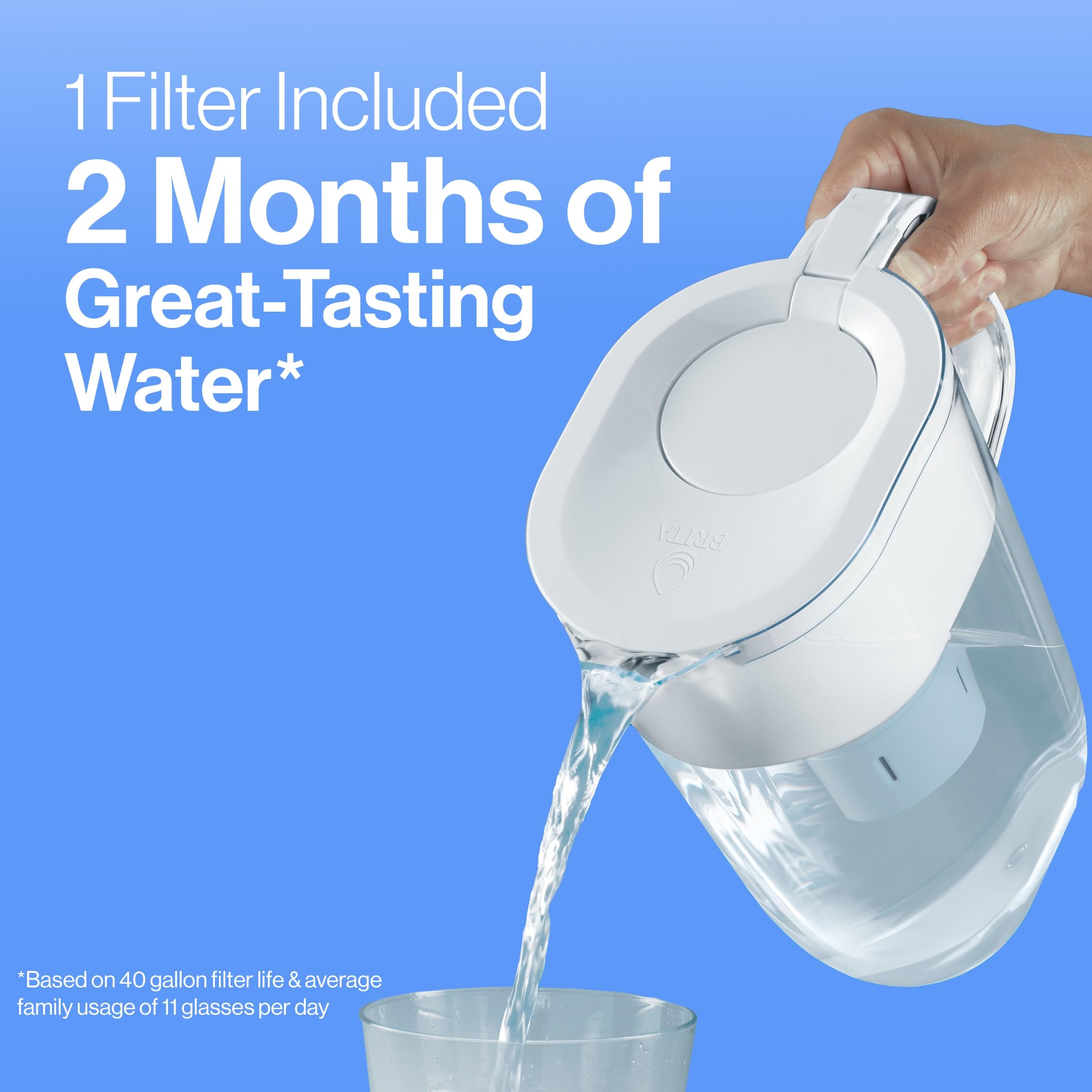Brita 10 Cup Filter Pitcher with Smart Light Indicator, Reduces Chlorine taste and odour from Tap Water, Filters 151 Litres, Huron, Red