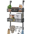 HapiRm Over The Door Organizer - Over The Door Hooks Hanger with 9 Coat Hooks +2 Mesh Baskets Storage Rack for Clothes Bag, No Drilling (for 1.76in Doors)