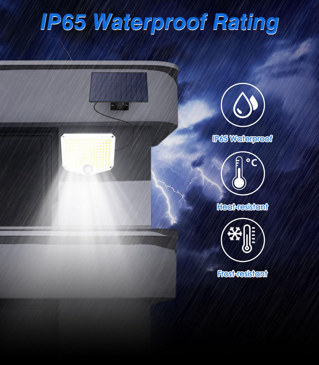 MoKo Solar Lights Outdoor, 222 LED 3000LM Motion Sensor Outdoor Lights with Remote, IP65 Waterproof Solar Flood Light Outside, 3000mah Security Lamp for Wall Patio Yard Garage Garden, 2 Pack