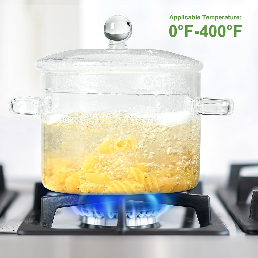 Glass Pots for Cooking on Stove, 1.5L/50OZ Glass simmer pot with Lid,High Borosilicate Pot pourri Simmer Pot, Heat-Resistant Suitable for Pasta, Soup, Milk, Fruit, Tea (1.5, Liters)