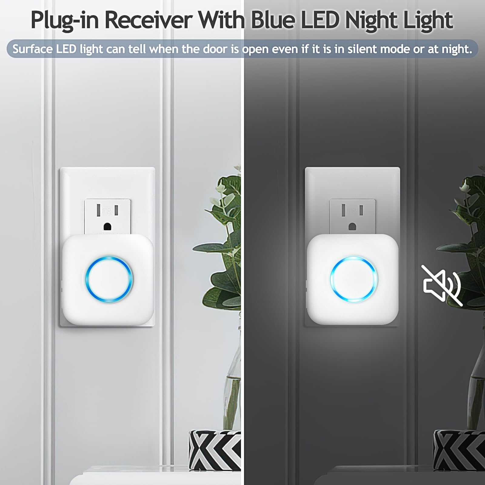 Door Chime, Satisure Door Sensor Alarm Wireless Door Open Contact Sensor with 600 FT Range 58 Chimes 5 Volume Levels LED Indicators, Door Ringer Alert for Business/Store/Home/Office When Entering