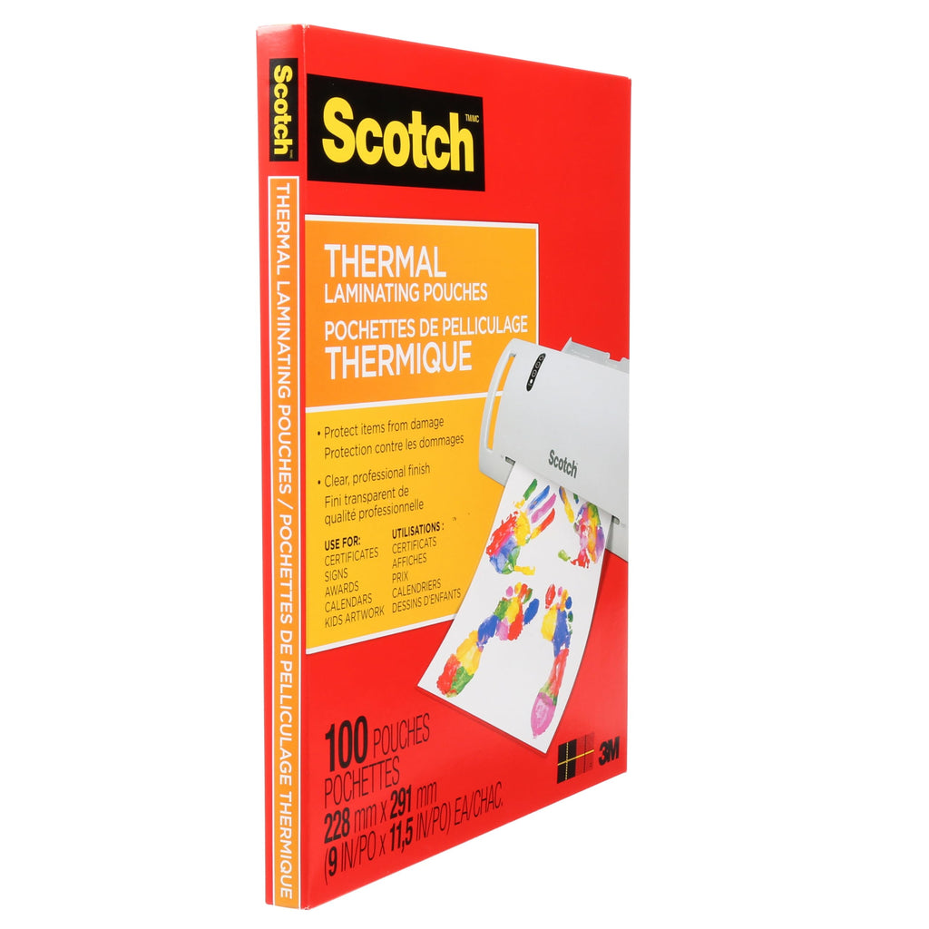 Scotch Thermal Laminating Sheets, Ideal Office or School Supplies, 9 in x 11.5 in, 3-Mil Thick, 100 Laminating Pouches