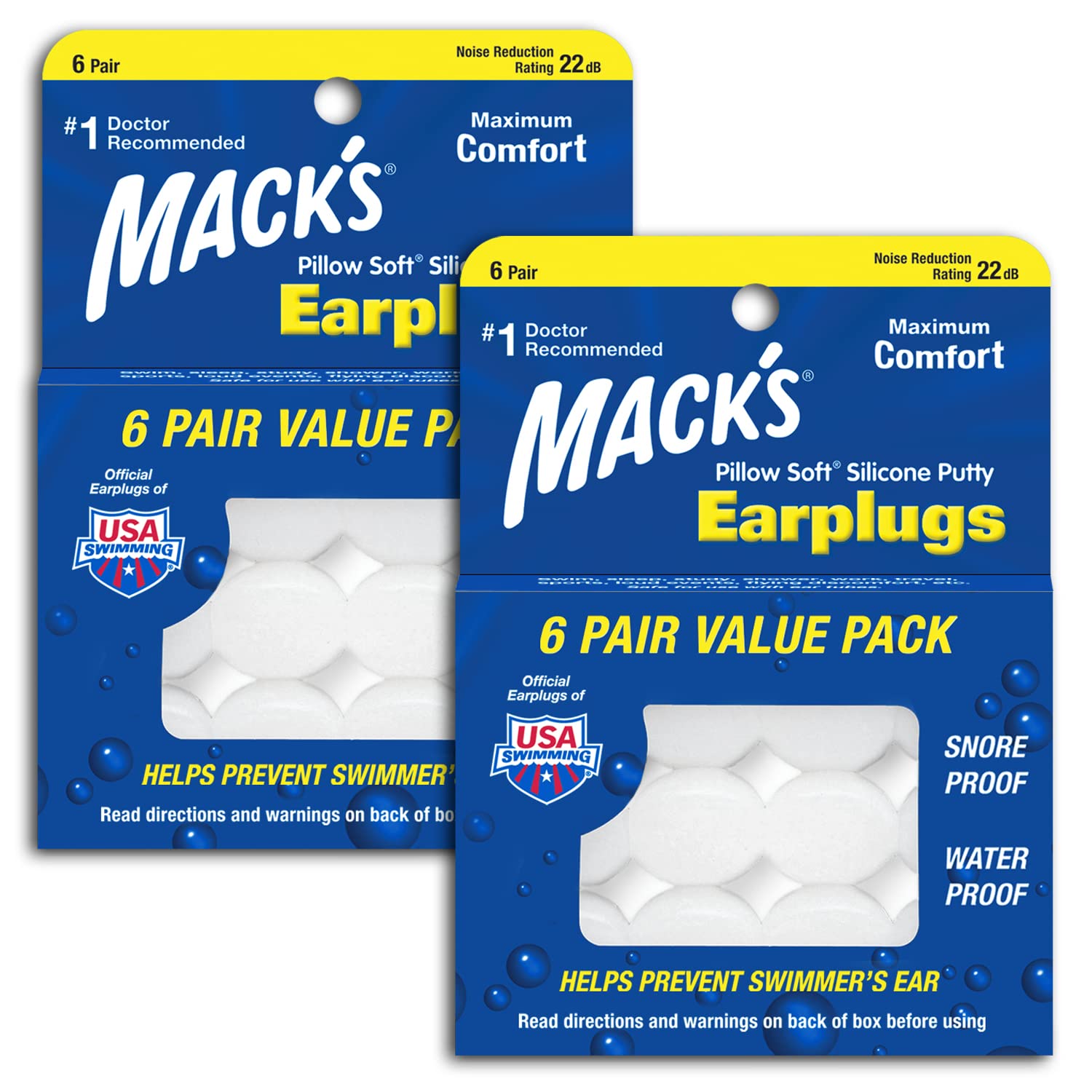 Macks Pillow Soft Silicone Earplugs Value Pack, 6 Count (Pack of 2)