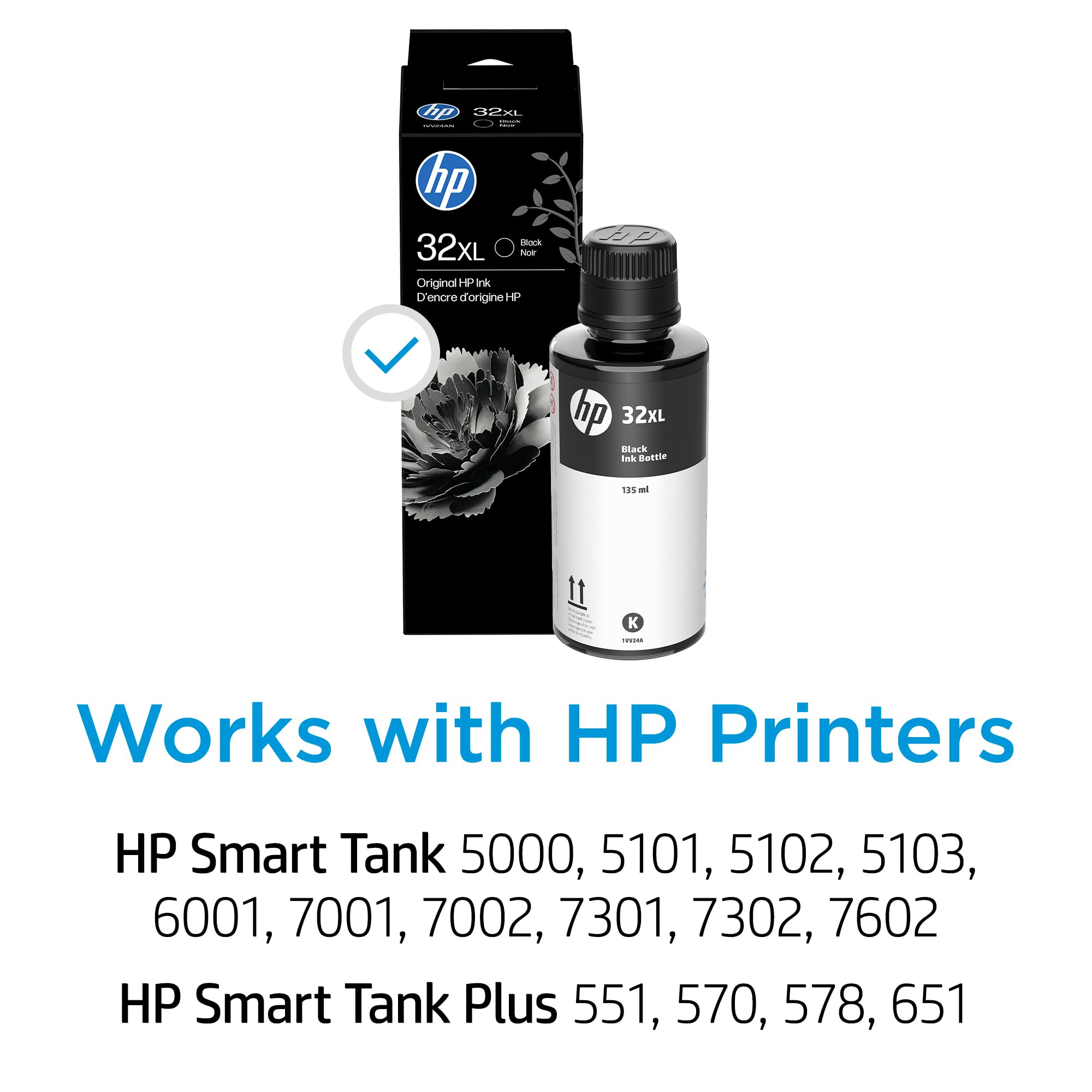 HP 32XL Black Ink Bottle, 135ml (1VV24AN)
