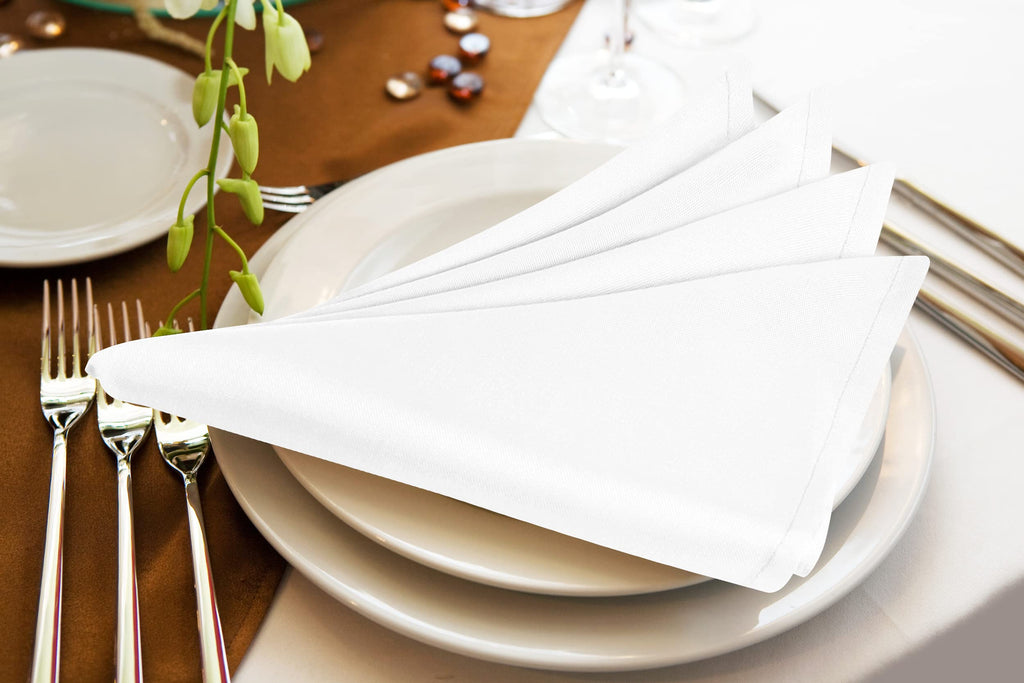 Utopia Home [24 Pack, White] Cloth Napkins 17x17 Inches, 100% Polyester Hemmed Edges, Washable and Reusable Ideal for Parties, Weddings and Dinners
