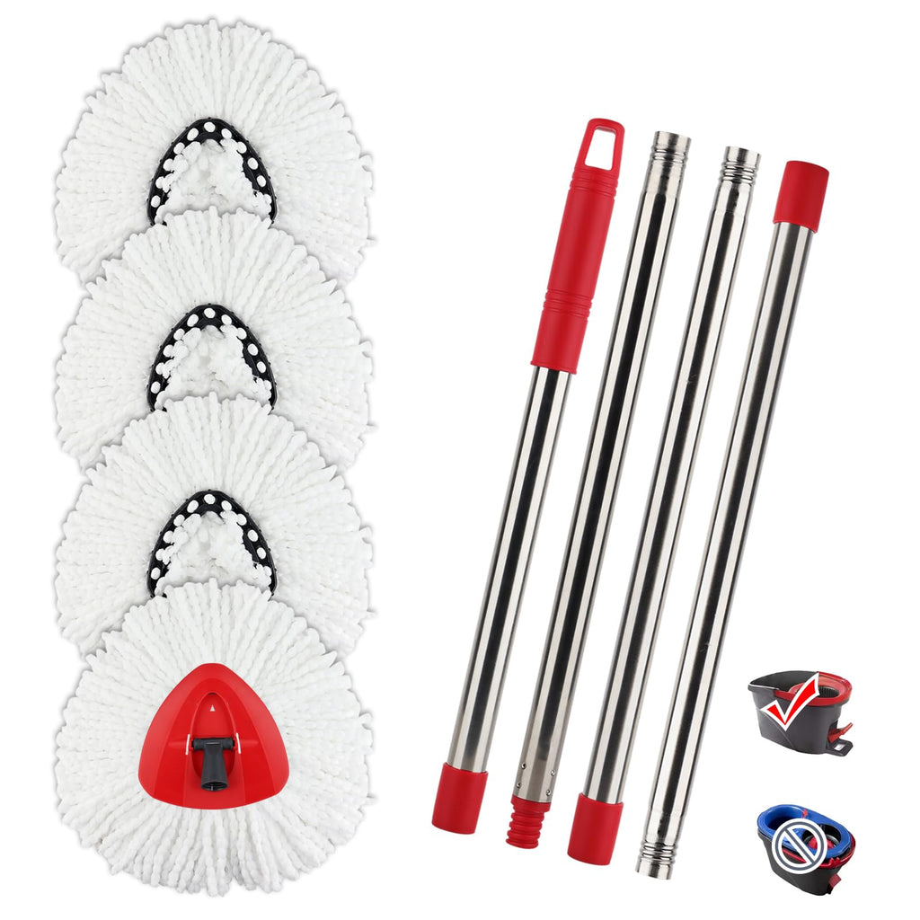Easywring Spin Mop Refills for Vileda: Replacement Mop Head Fit for Vileda Triangle Wringing Bucket System - Washable & Reusable Rotating Microfiber Pads fit All Floor