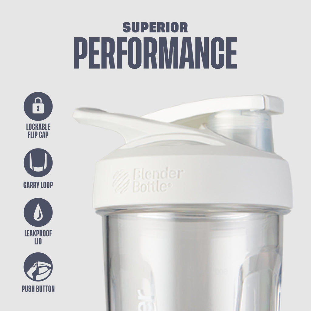 BlenderBottle Strada Shaker Cup Perfect for Protein Shakes and Pre Workout, 28-Ounce, White