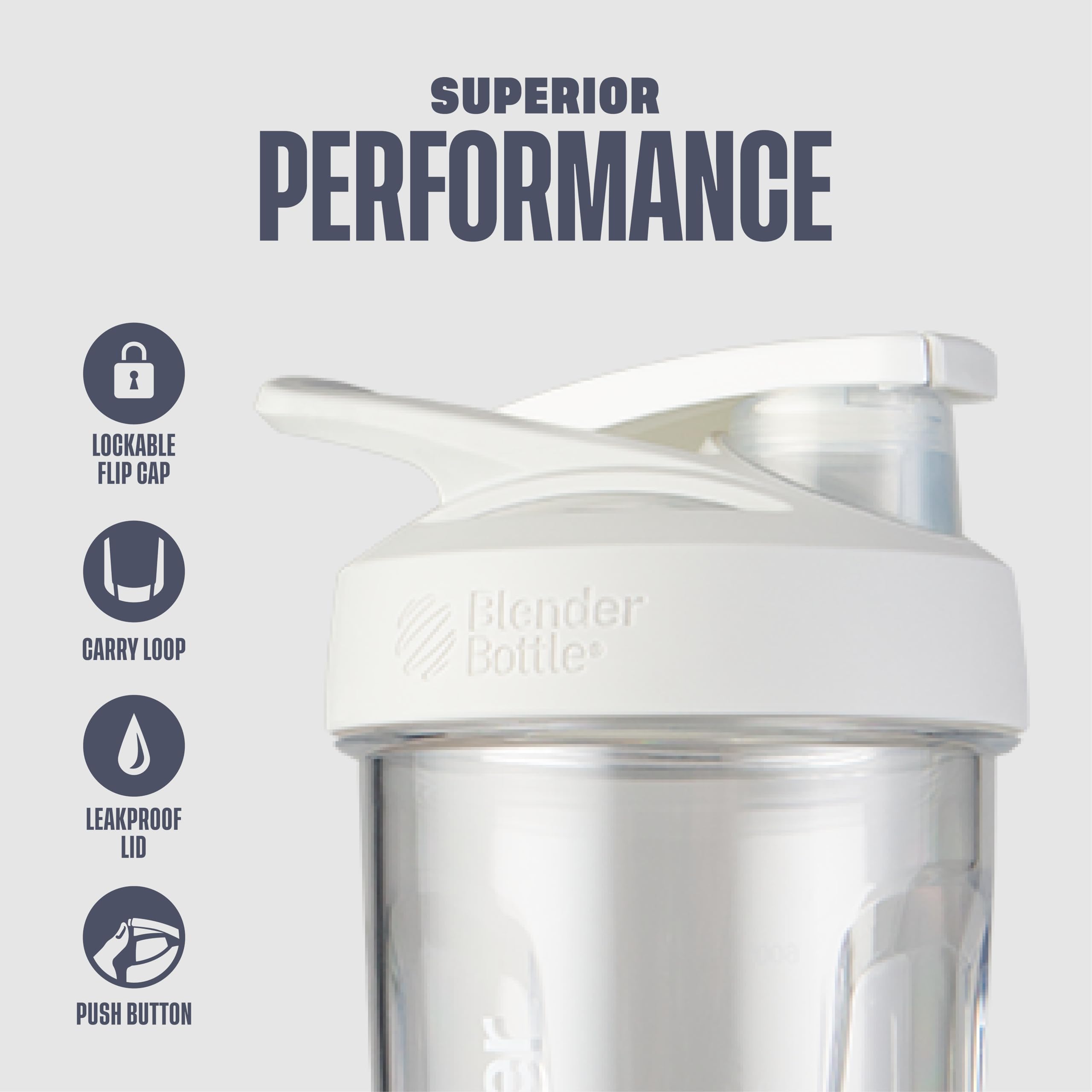 BlenderBottle Strada Shaker Cup Perfect for Protein Shakes and Pre Workout, 28-Ounce, White