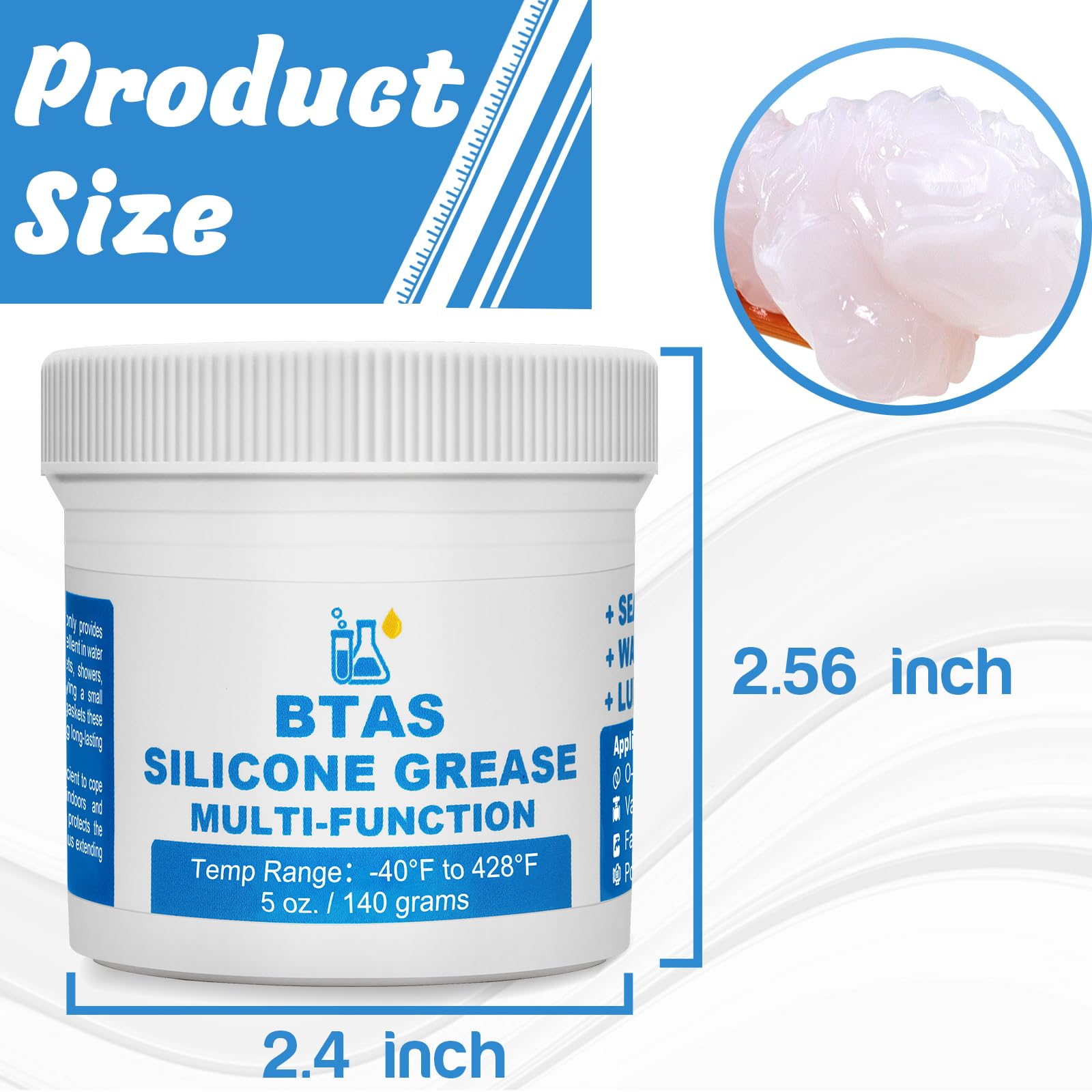 BTAS Plumber Faucet Pool Silicone Grease,O Ring Filter Rubber Gasket Lubricant Food Grade 5 oz