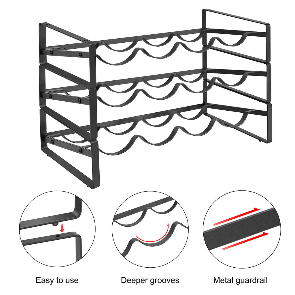3 Tier Wine Rack,Tabletop Stackable Wine Rack Freestanding Champagne Racks Countertop for Kitchen Pantry Cabinet for Kitchen, Bar, Pantry, Cellar, Basement, Countertop, Cabinet