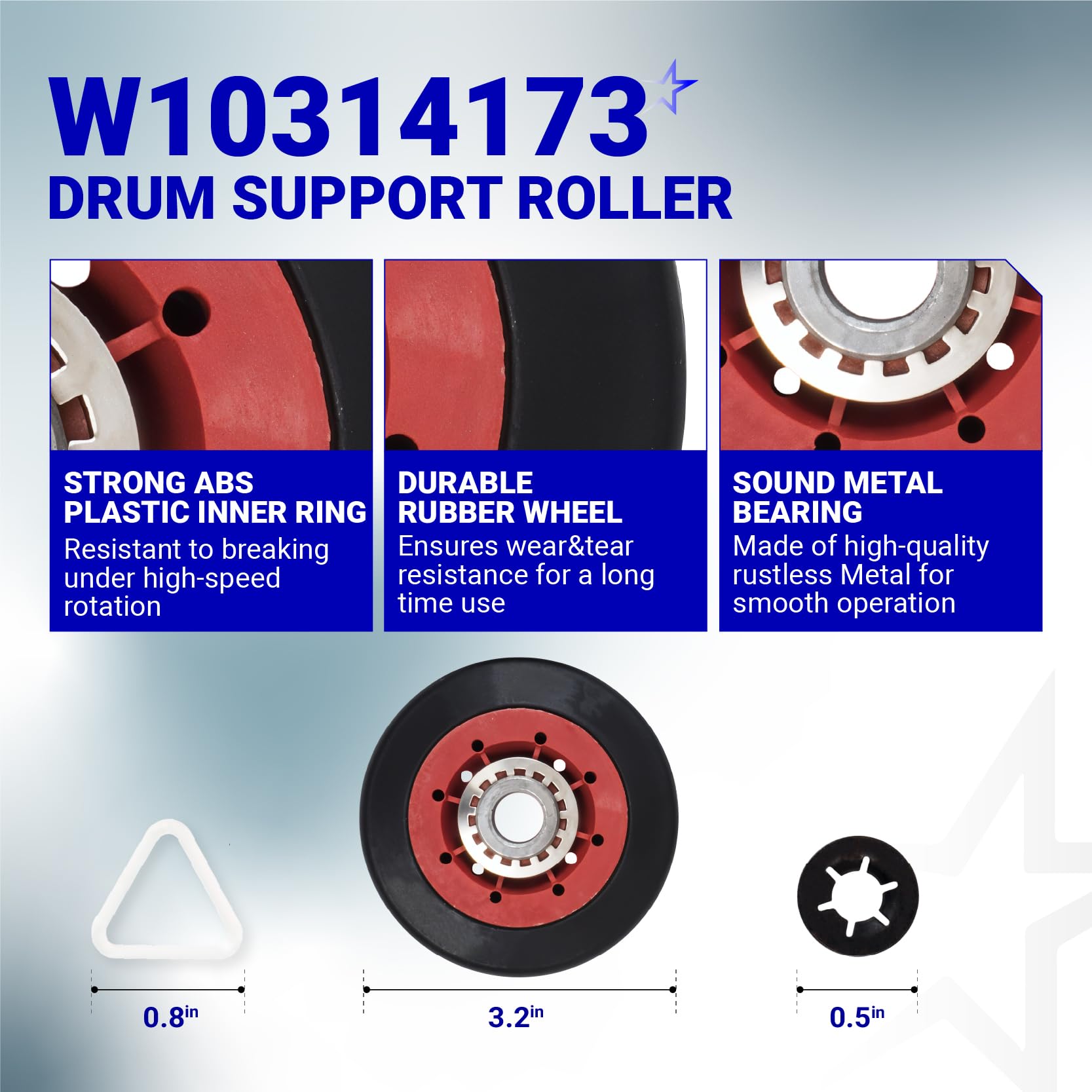 BlueStars 4392067 Dryer Repair Kit and W10837240 Dryer Idler Pulley - For Whirlpool Cabrio Duet Maytag Bravos XL Kenmore Elite Dryer - Includes WPW10314173 Drum Roller 661570V Belt 279640 Idler Pulley