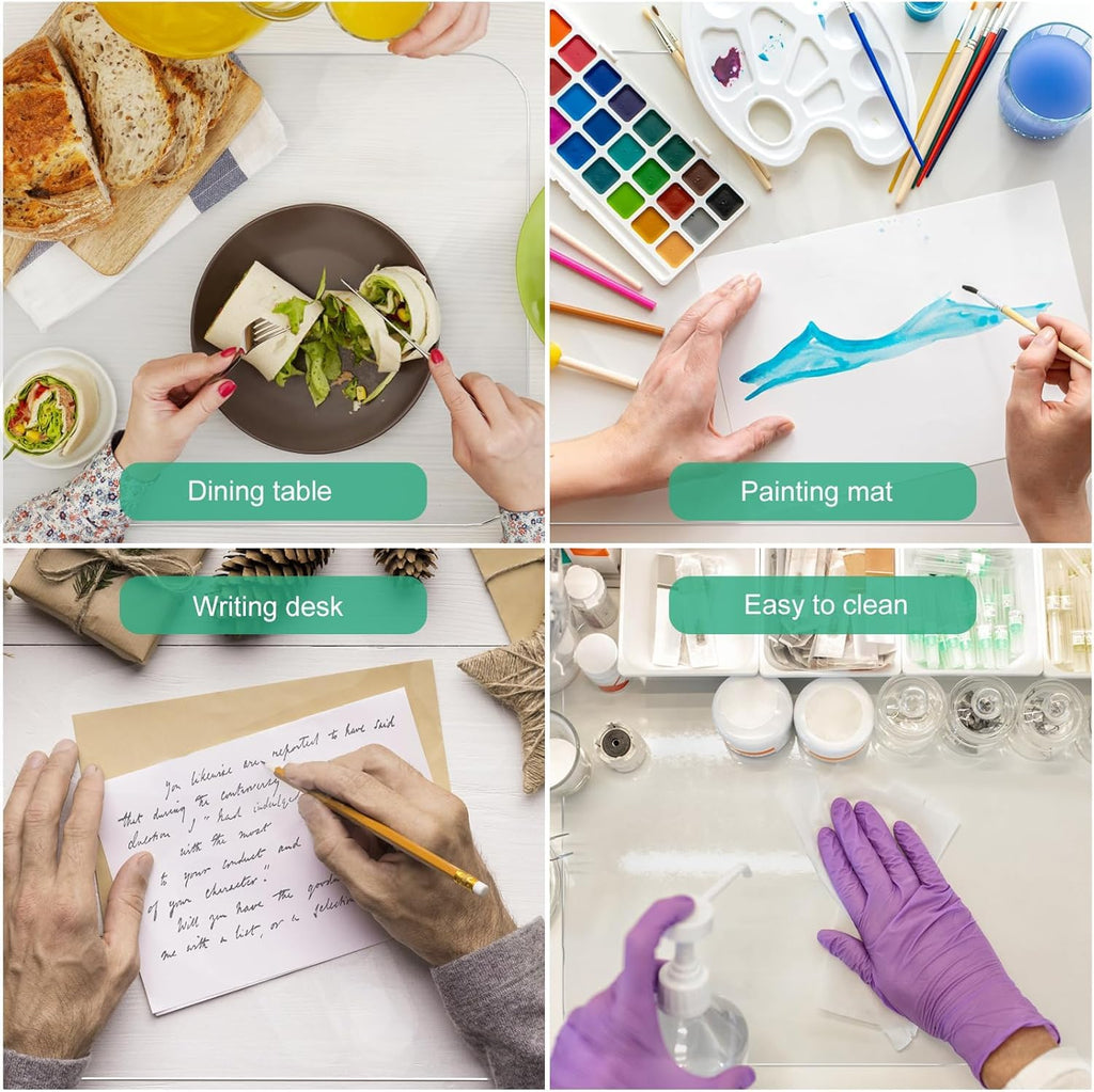 NATRKE Clear Desk Mat Pad, 35.4"x15.7" Large Transparent Computer Desk Mat Plastic Desktop Protector, PVC Writing Pad with Round Edge, Waterproof Wipeable Non-Slip Table Protector for Home Office