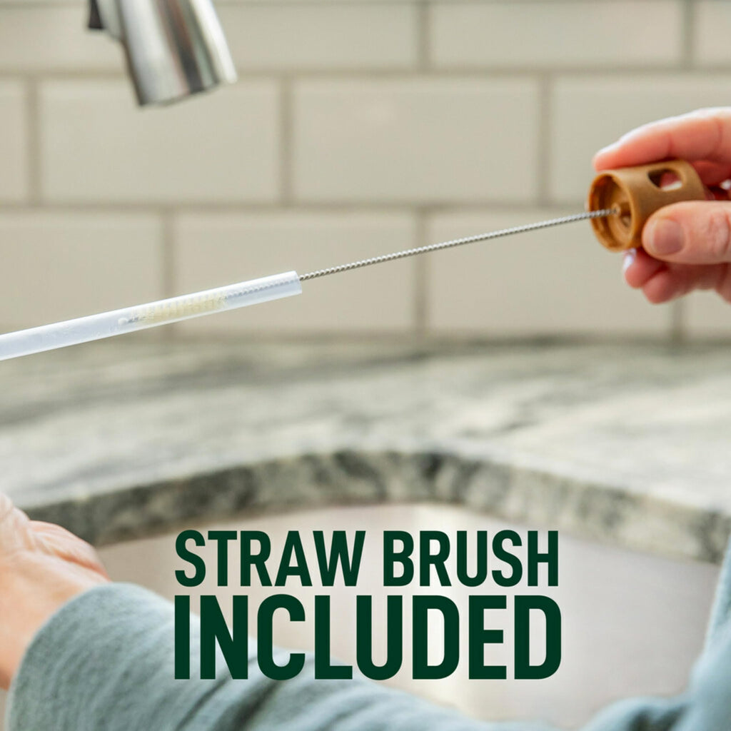 Scotch-Brite Greener Clean Bottle & Straw Brush Set, Includes 2 Replaceable Bottle Brush Heads, Safe on Insulated Mugs, Water Bottles, Glassware, Food Processors & blenders, Cleanse in Dishwasher