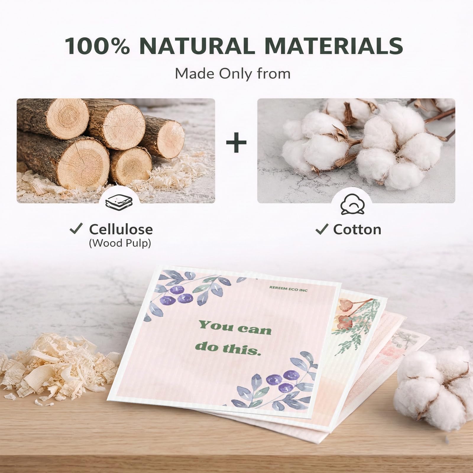 ReReem Swedish Dish Cloths – 6-Pack Reusable, Biodegradable Cellulose & Cotton Cleaning Towels – Plant Lover