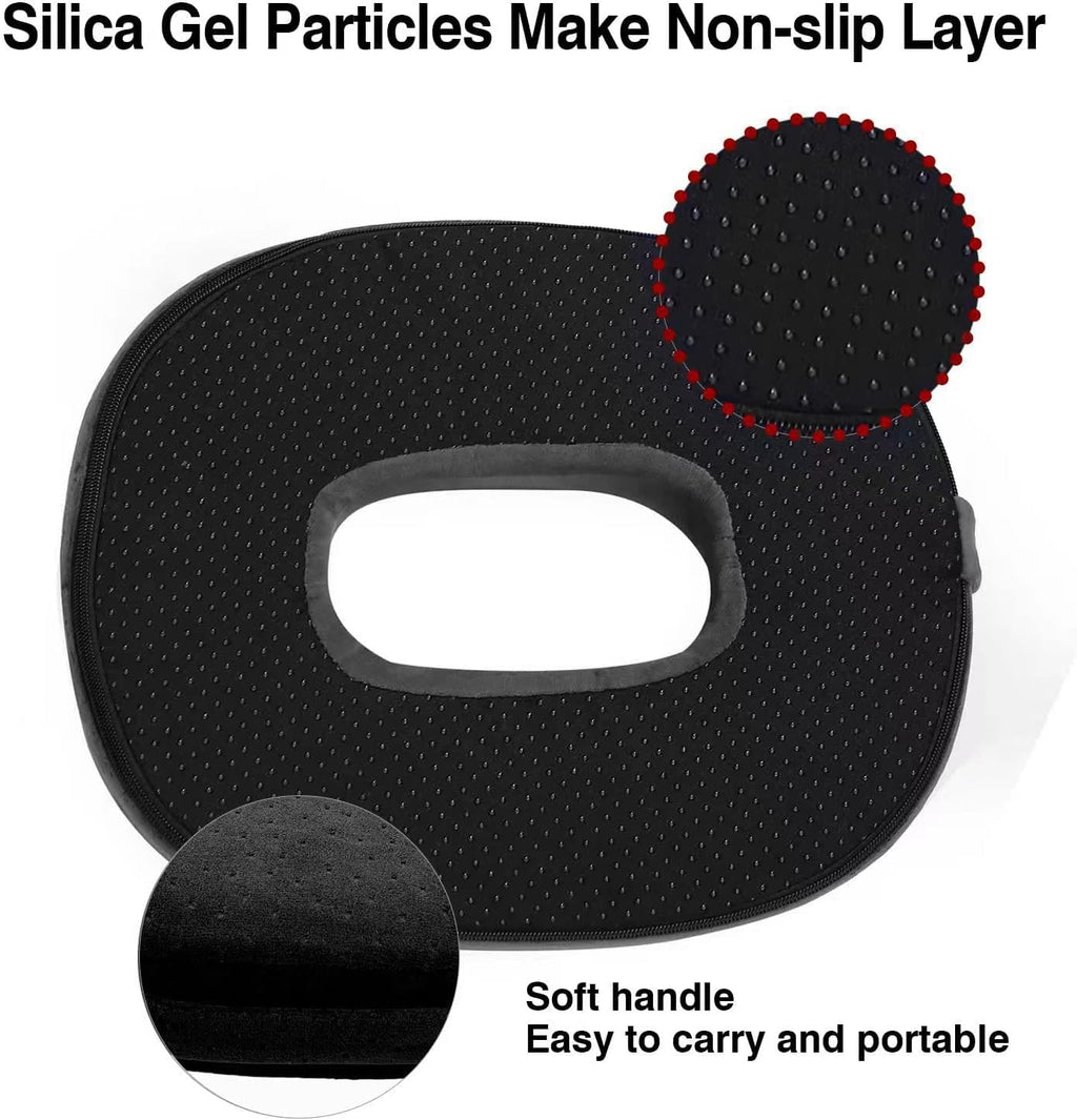 Donut Pillow Memory Foam Seat Cushion - Non-Slip Bottom,Portable Orthopedic Hemmoroid Pillow Cushion Support Pad for Tailbone Pain，Coccyx, Bed Sores, Post Natal, Sciatica (Black)