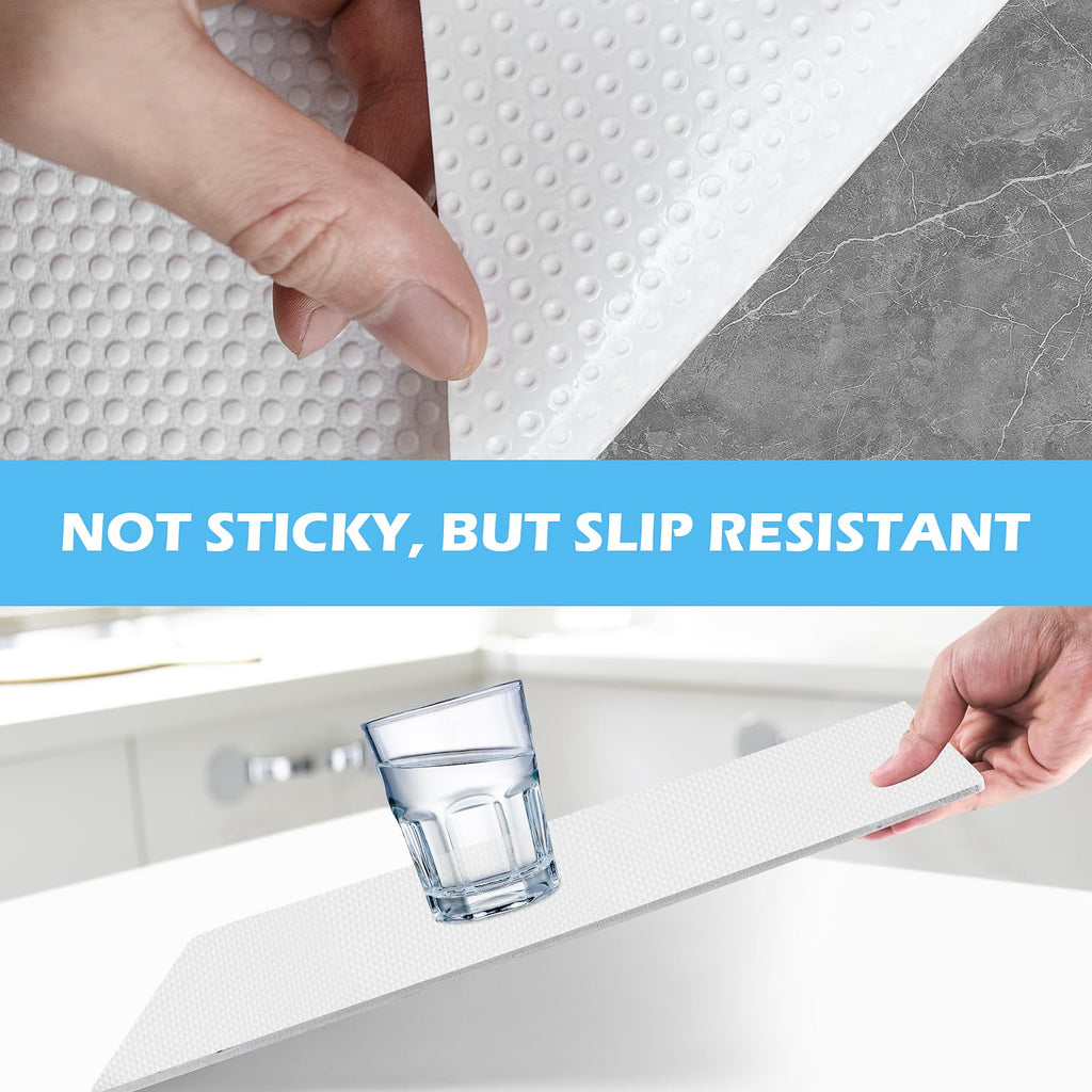 MooiFun Drawer Liners, Waterproof Shelf Liner, Anti-Slip Non-Adhesive BPA Free Kitchen Cupboard Cabinet Liner Refridge Fridge Mats Sink Protector Strong Durable for Home (White/11.8in x 20Ft)