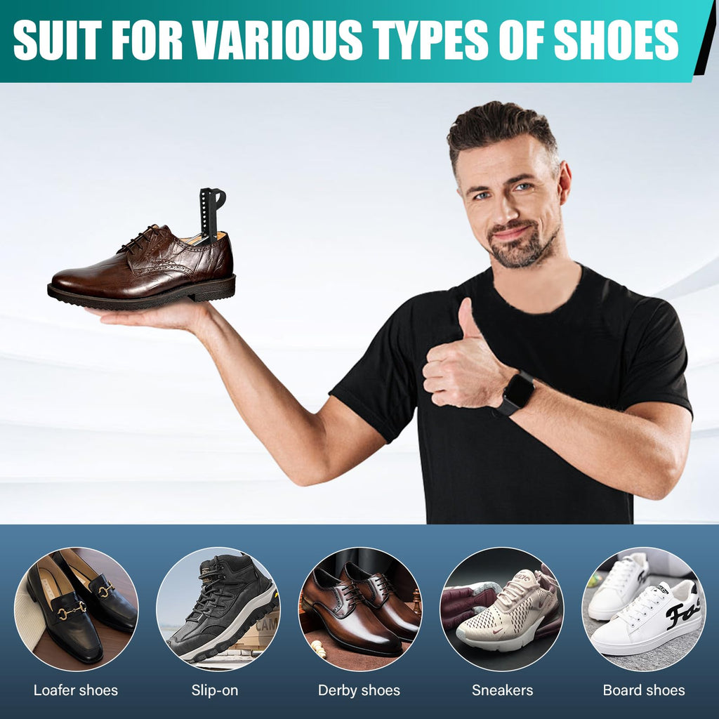 EchoDone 5 Pairs Practical Adjustable Length Men Shoe Tree Shoe Stretcher Boot Holder Shaper Support (Black Color), Black, Large