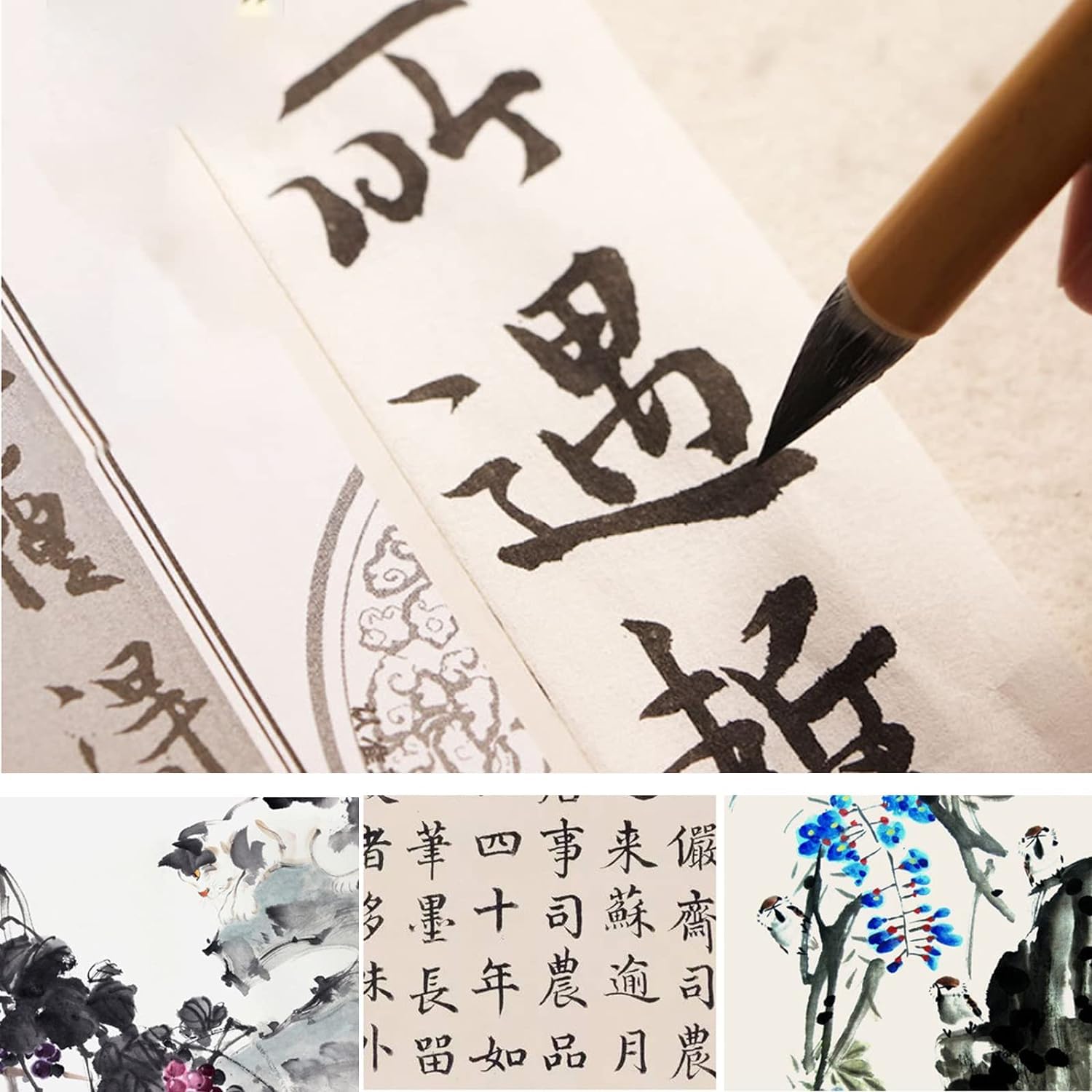 Chinese Calligraphy Brush, Chinese Brush Calligraphy Set with 10 Mixed Sizes Chinese Calligraphy Pen for Watercolour Painting Drawing Kanji Japanese Writting (with Holder)