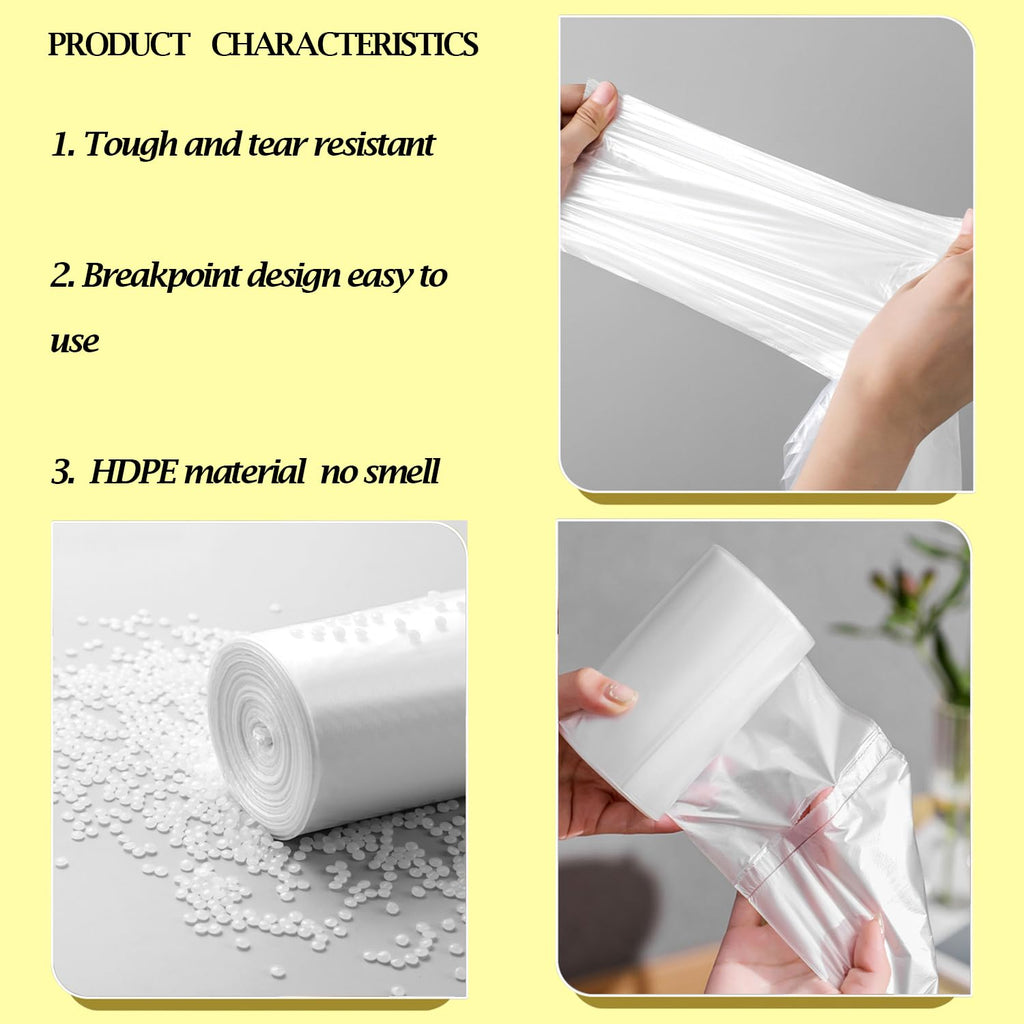 Clear Garbage Bags 220 Count 4 Gallon, Small Waste Basket Trash Bags for Bathroom, Kitchen, Bedroom, 5 Gallon Garbage Bags Unscented Can 15 Liters