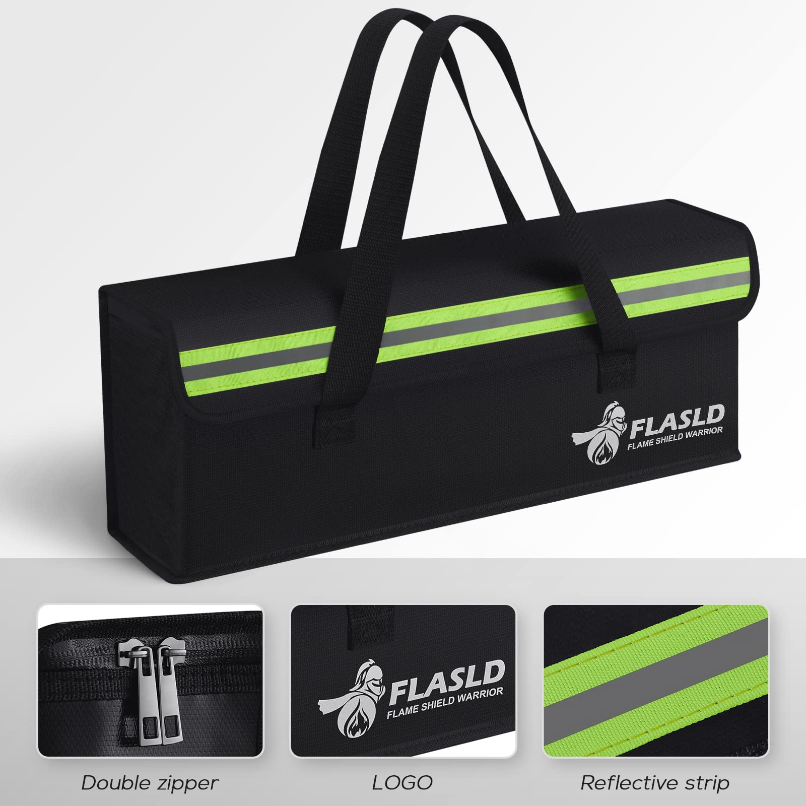 FLASLD E-Bike Battery Bag Fireproof Safe Charging Bag Explosionproof Lipo Battery Bag Large Capatity for Storage Charging (16 x 4.3 x 5in)