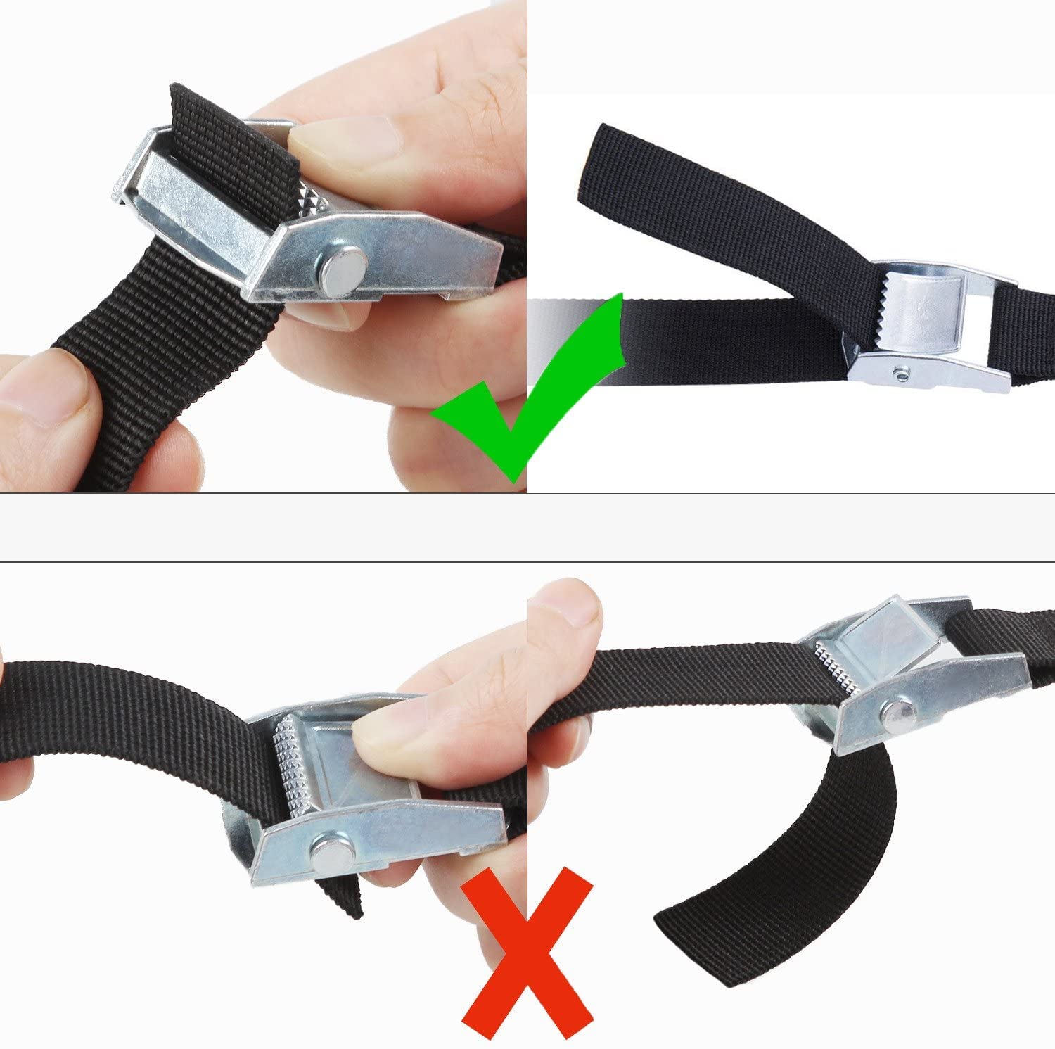 6 Pack Lashing Straps 6.5ft x 1" Tie Down Straps Up to 1500lbs,Heavy Dust Lashing Secure Strap Adjustable Cam Buckle Straps for Motorcycle, Cargo, Trucks,Trailer,Luggage Black