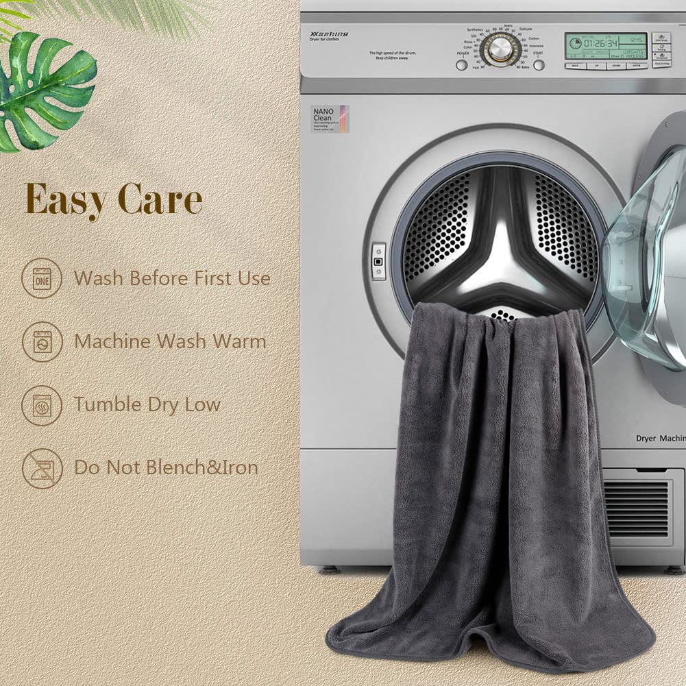 ORIGHTY Bath Towels Set Pack of 2(27’’ x 54’’) - Soft Feel Microfiber Bath Towels for Bathroom, Highly Absorbent Bath Sheet, Quick Drying Shower Towels, Fluffy Towel for Gym, Beach, SPA - Gery