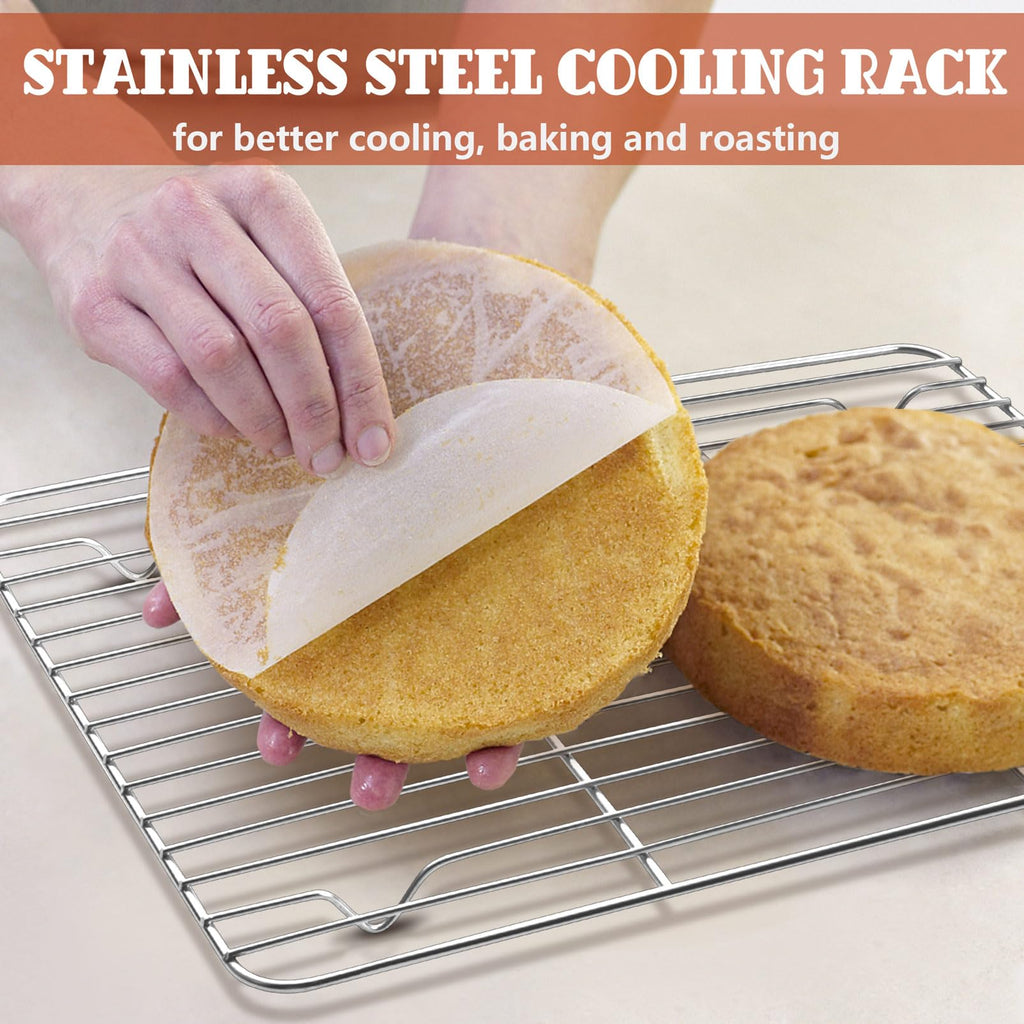 P&P CHEF Cooling Rack Set for Baking Cooking Roasting Oven Use, 4-Piece Stainless Steel Grill Racks, Fit Various Size Cookie Sheets - Oven & Dishwasher Safe