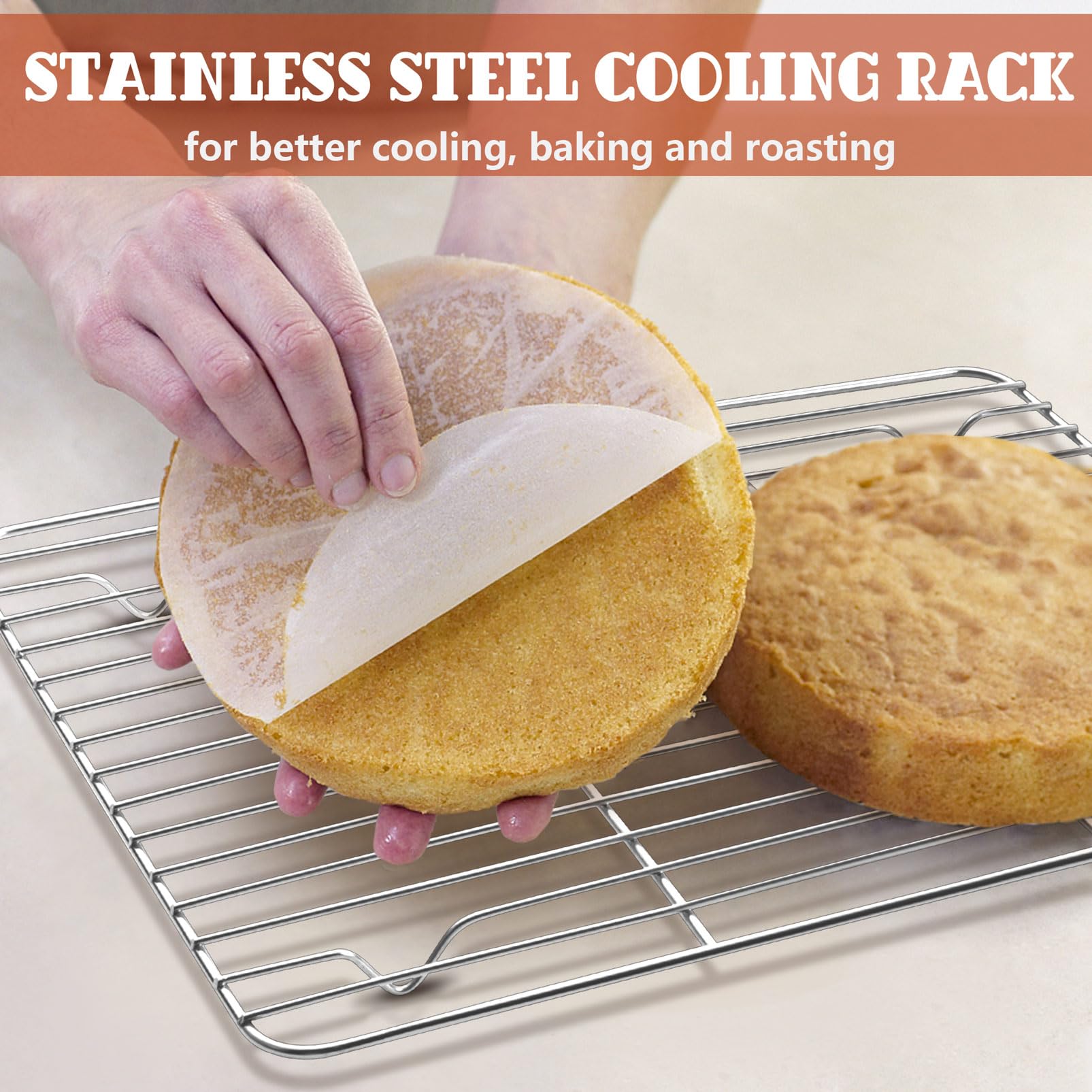 P&P CHEF Cooling Rack Set for Baking Cooking Roasting Oven Use, 4-Piece Stainless Steel Grill Racks, Fit Various Size Cookie Sheets - Oven & Dishwasher Safe