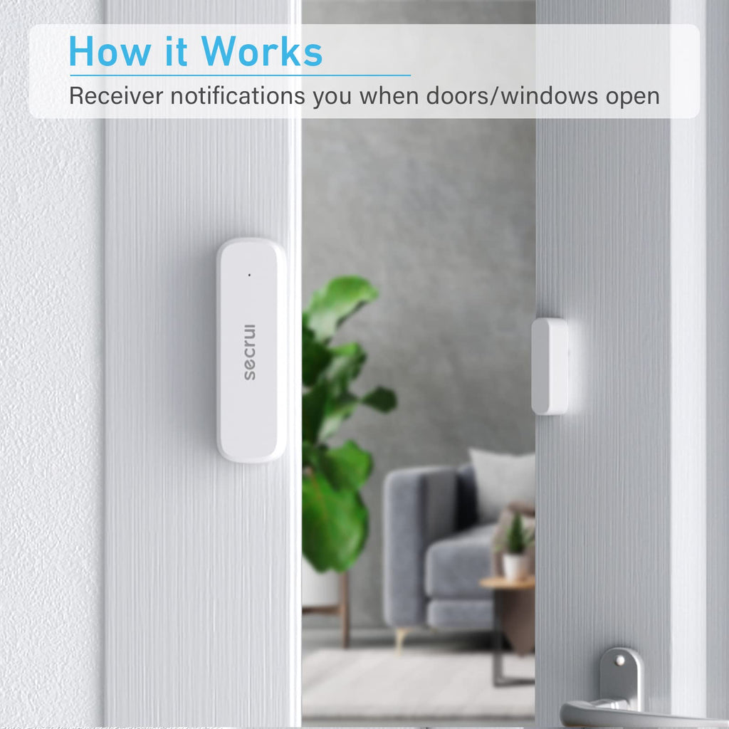 SECRUI Door Chime, Door Chimes When Door Opens with 5 Adjustable Volumes, Easy Installation, 52 Chimes, 500ft Wireless Range, M508+D7, White