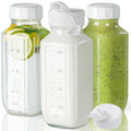 Syntic Glass Juice Bottles with Airtight Lids, 3 Pack Clear Glass Water Bottles with 2 Pour Spouts - 16 Oz Reusable Milk Jug w Scale Mark for Juicing Containers, Breast Milk Storage, Drinking Jar